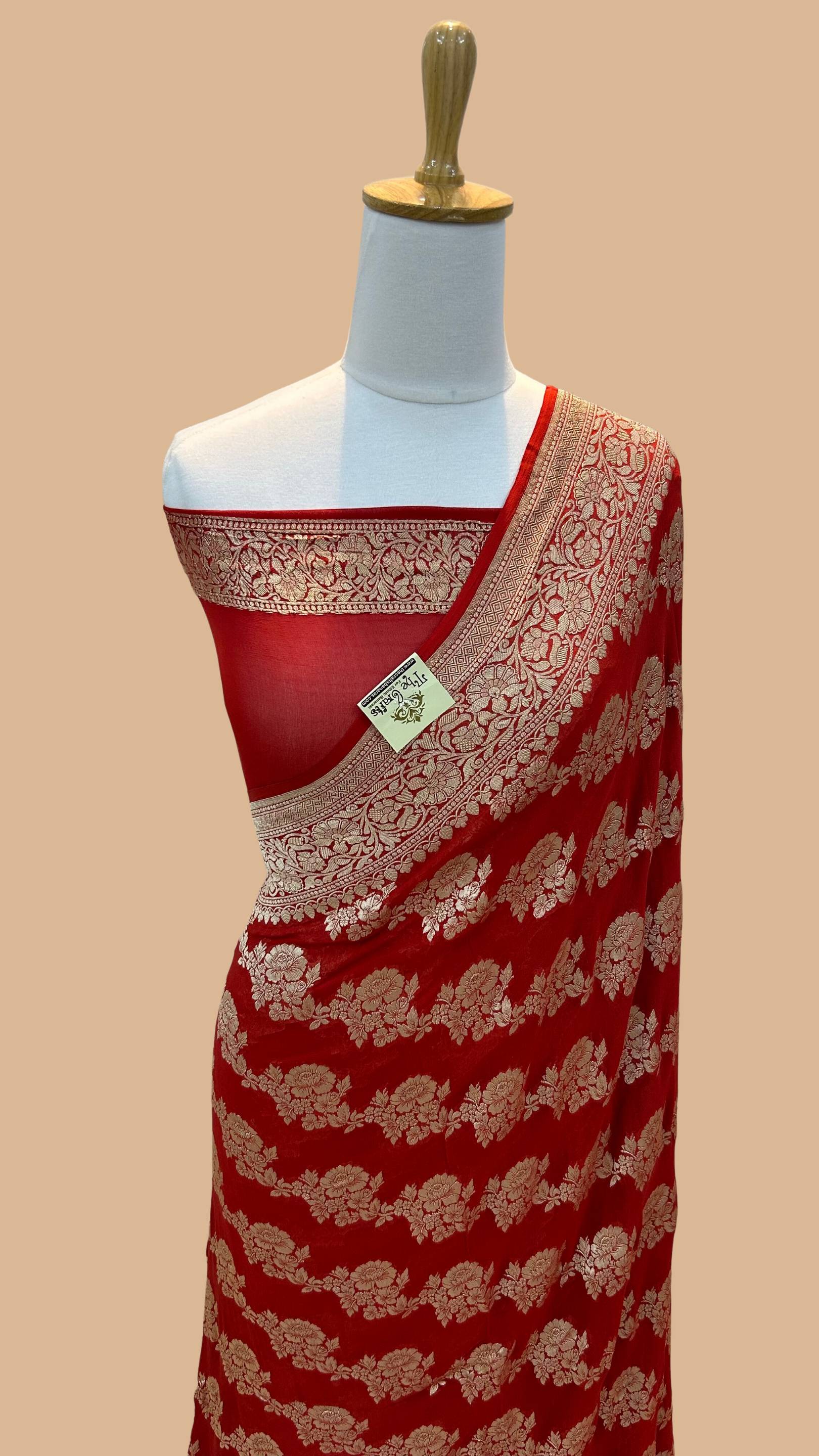 Khaddi Georgette Handloom Banarasi Saree