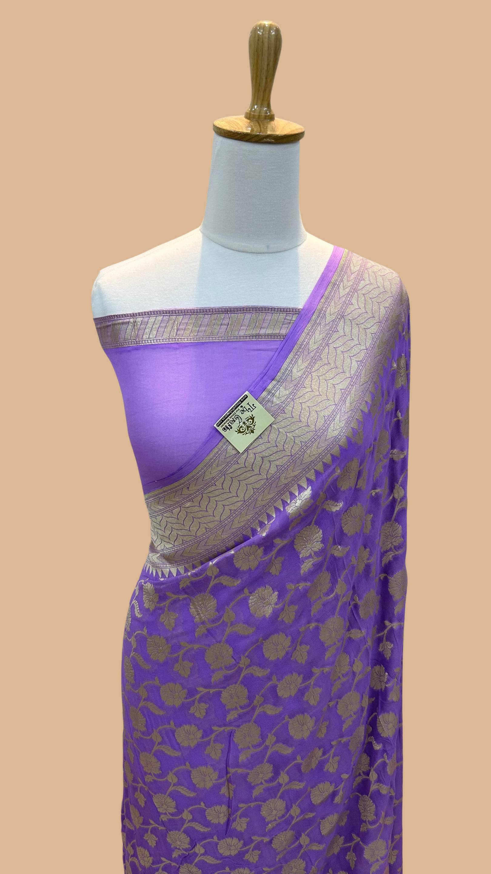 Khaddi Georgette Handloom Banarasi Saree - Water Zari