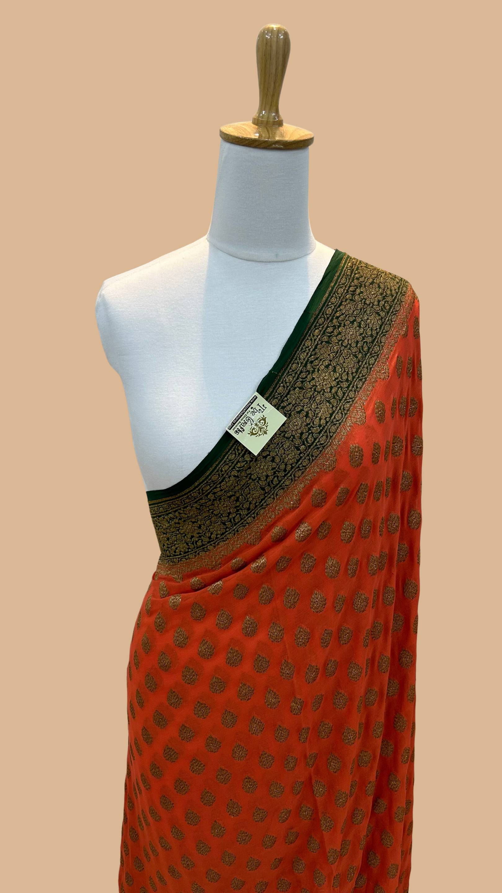 Khaddi Georgette Banarasi Saree - Antique Zari