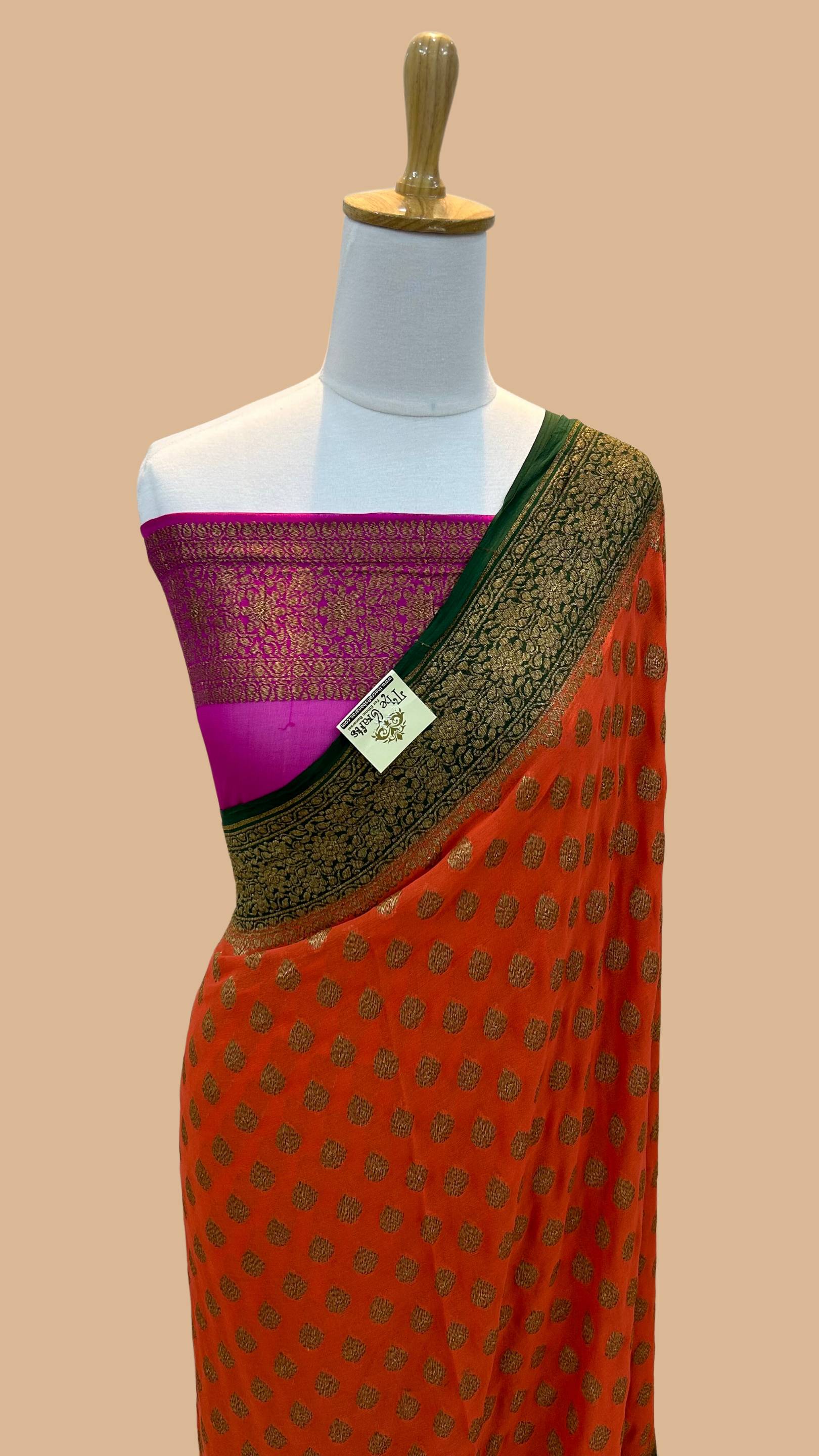 Khaddi Georgette Banarasi Saree - Antique Zari