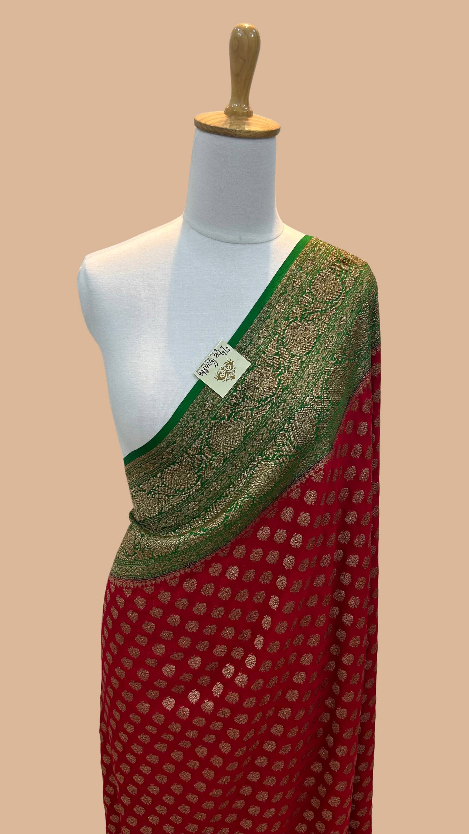 Khaddi Georgette Banarasi Saree - Antique Zari