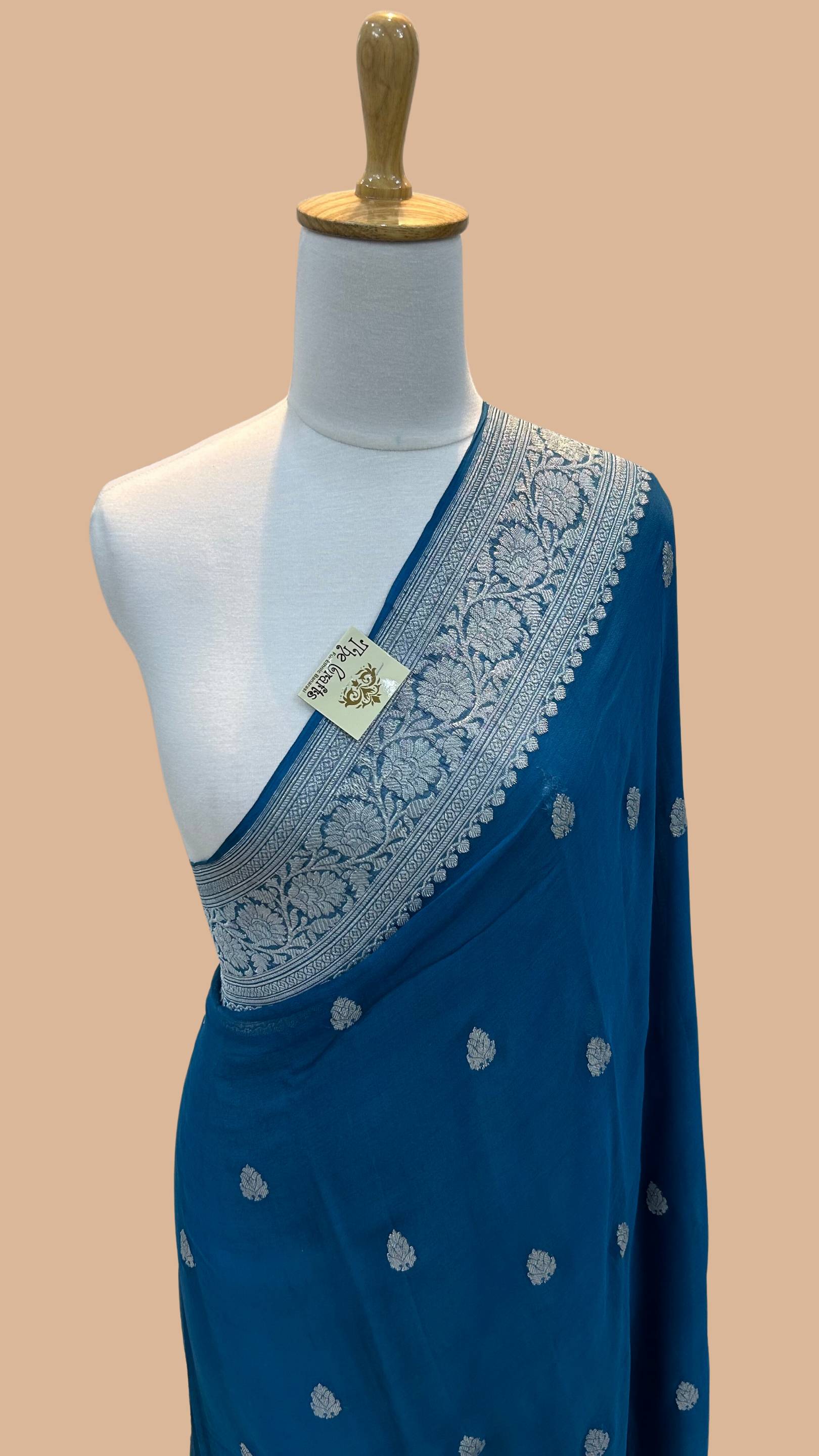 Pure Georgette Banarasi Saree - Silver Zari