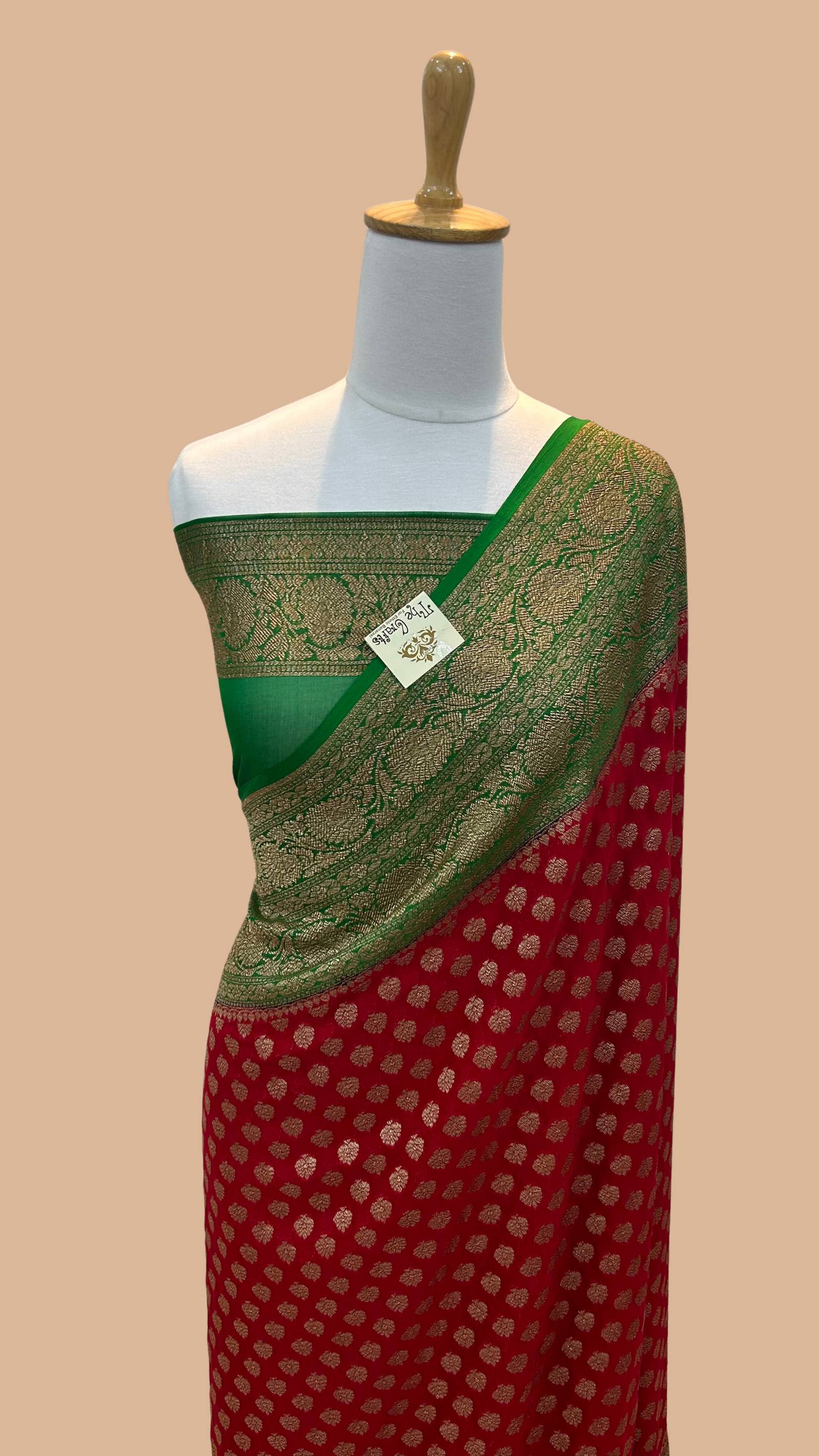 Khaddi Georgette Banarasi Saree - Antique Zari