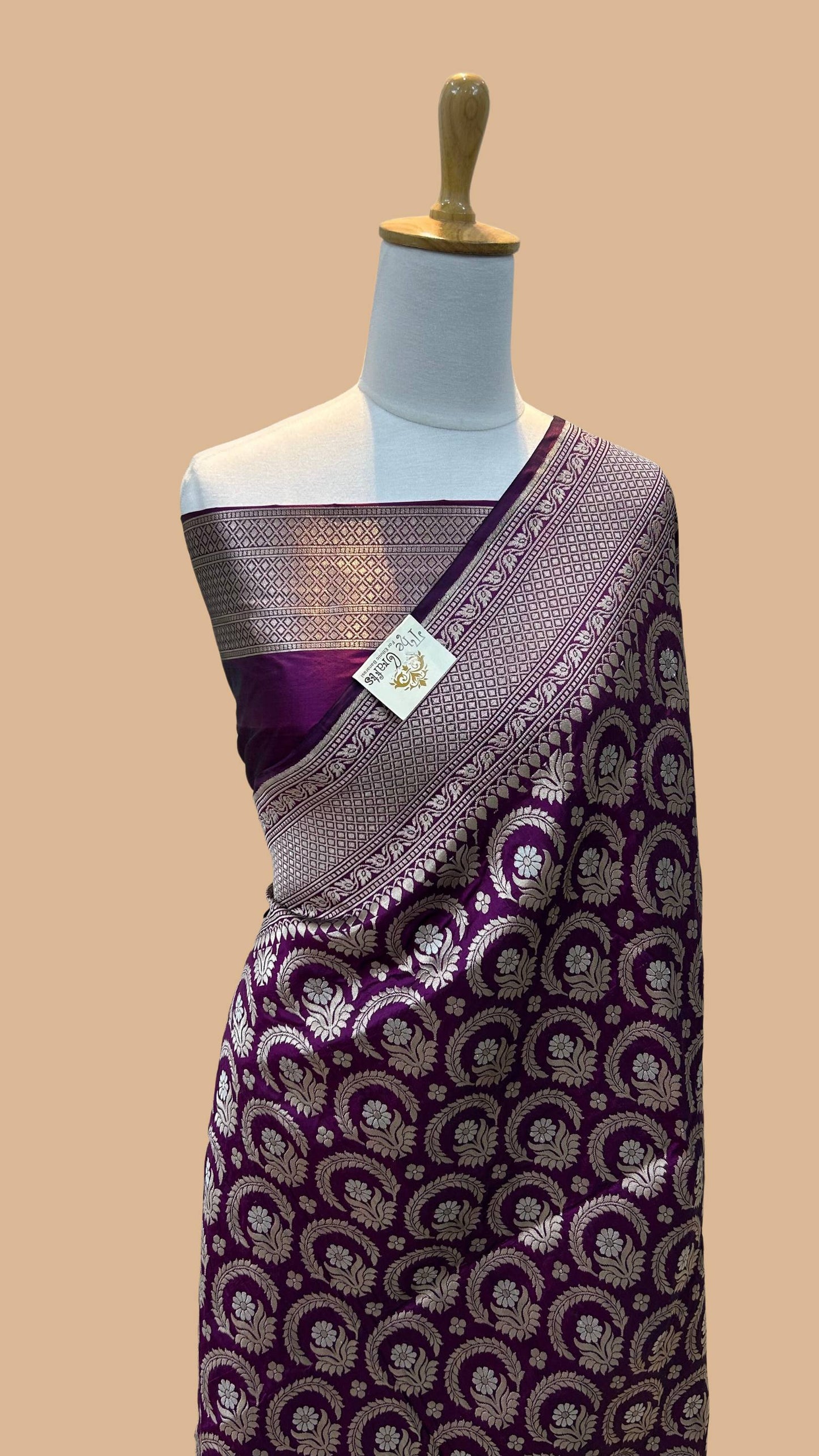 Pure Katan Silk Handloom Banarasi Saree - All over Sona roopa Jaal work