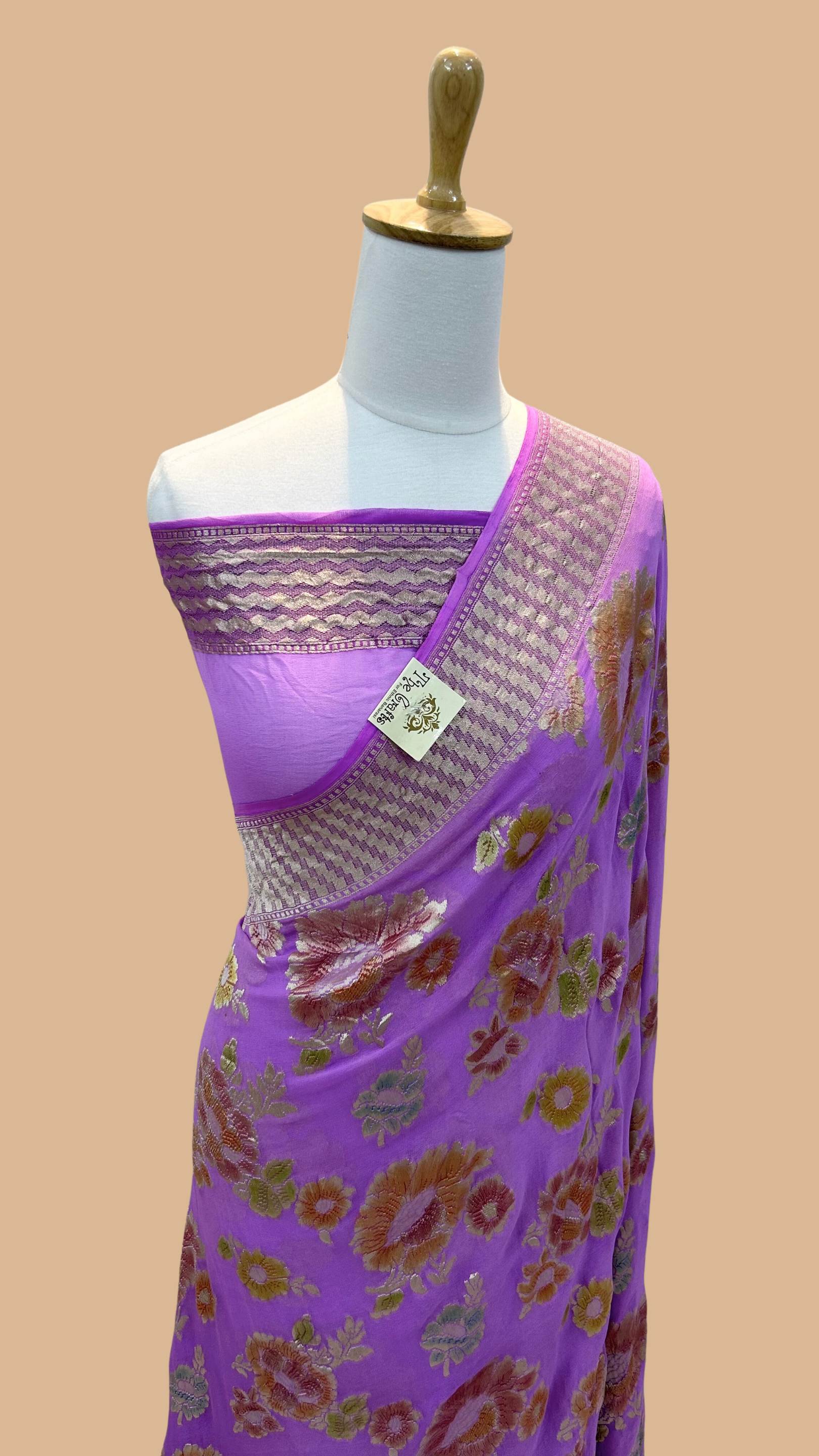 Khaddi Georgette Handloom Banarasi Saree