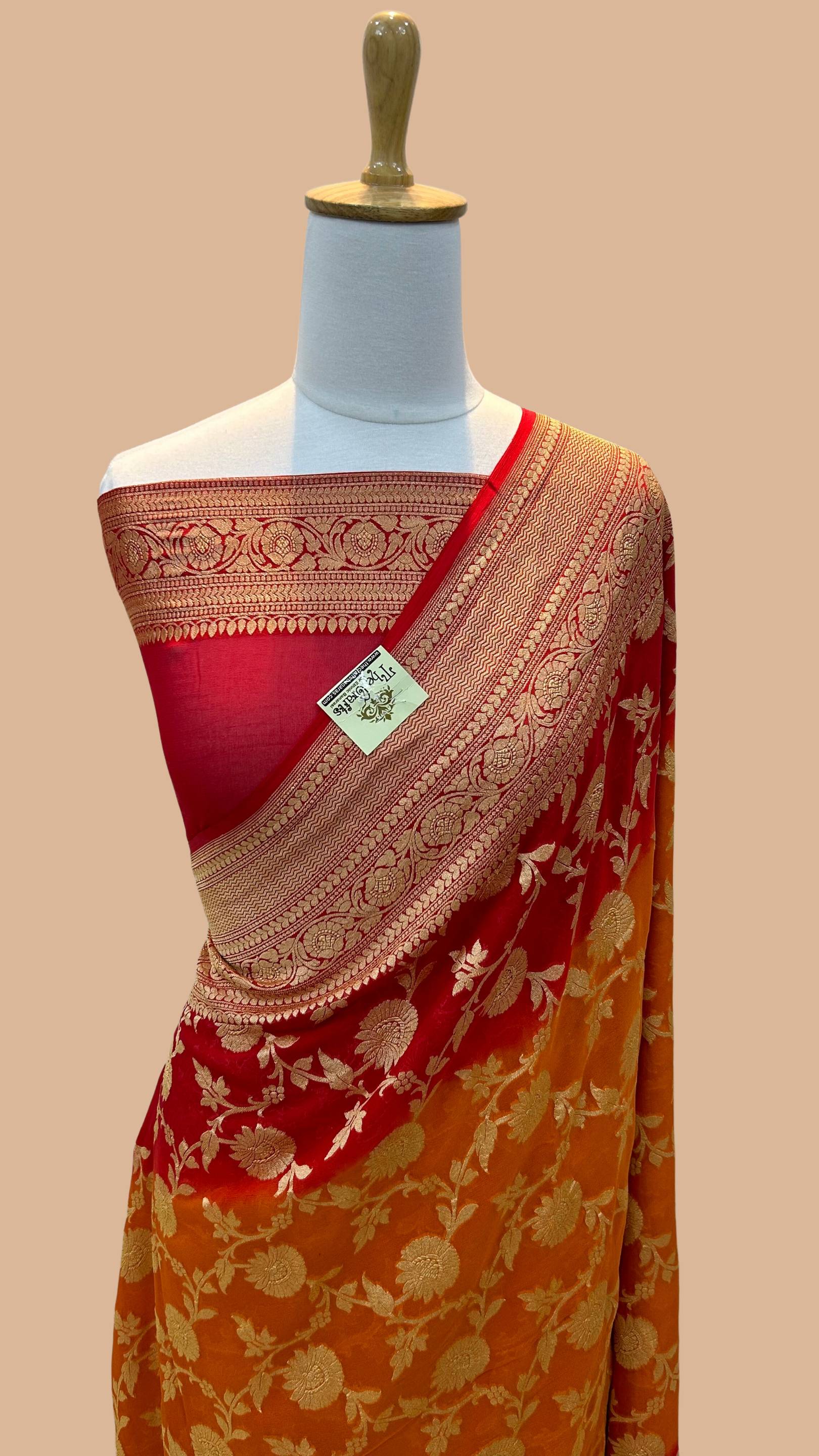 Khaddi Georgette Banarasi Saree - Gold Zari