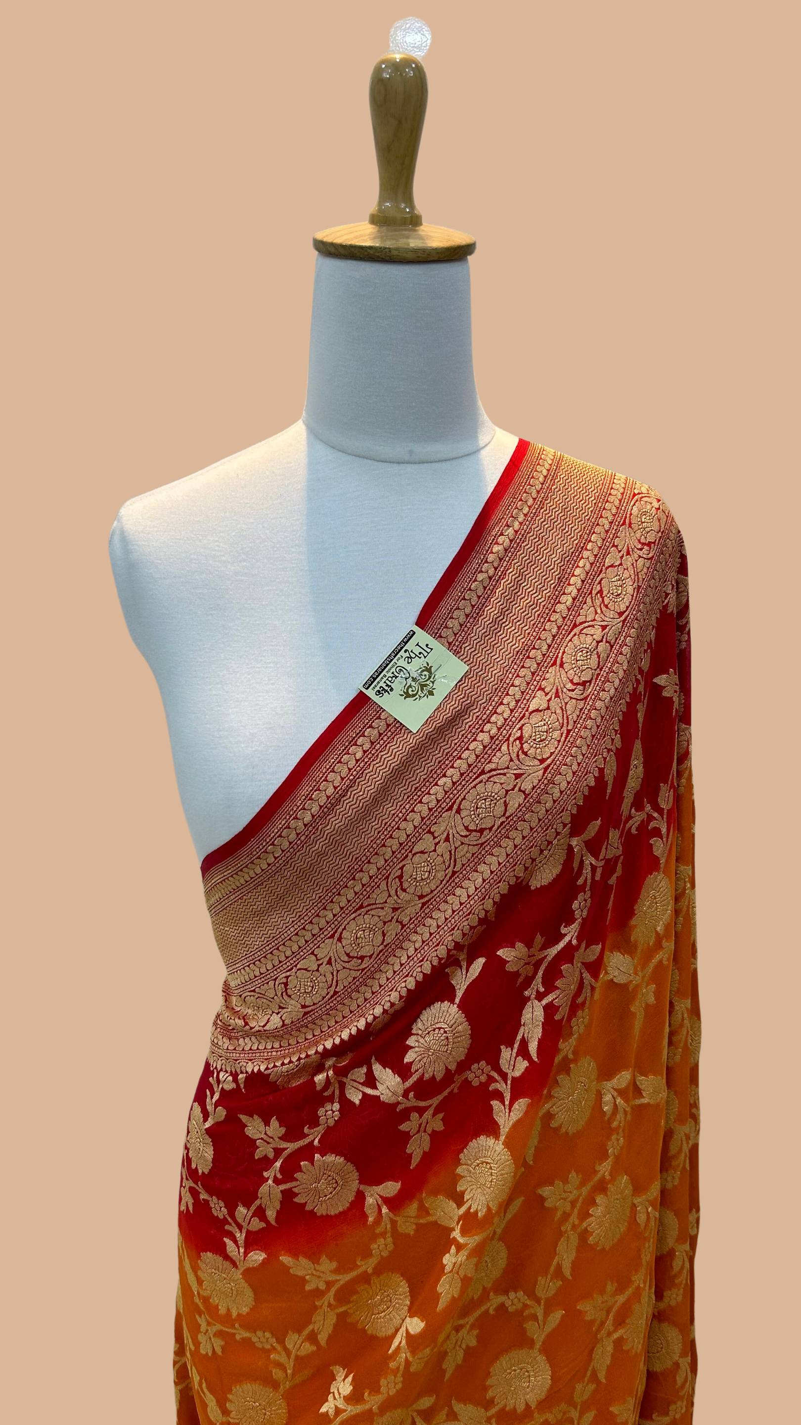 Khaddi Georgette Banarasi Saree - Gold Zari