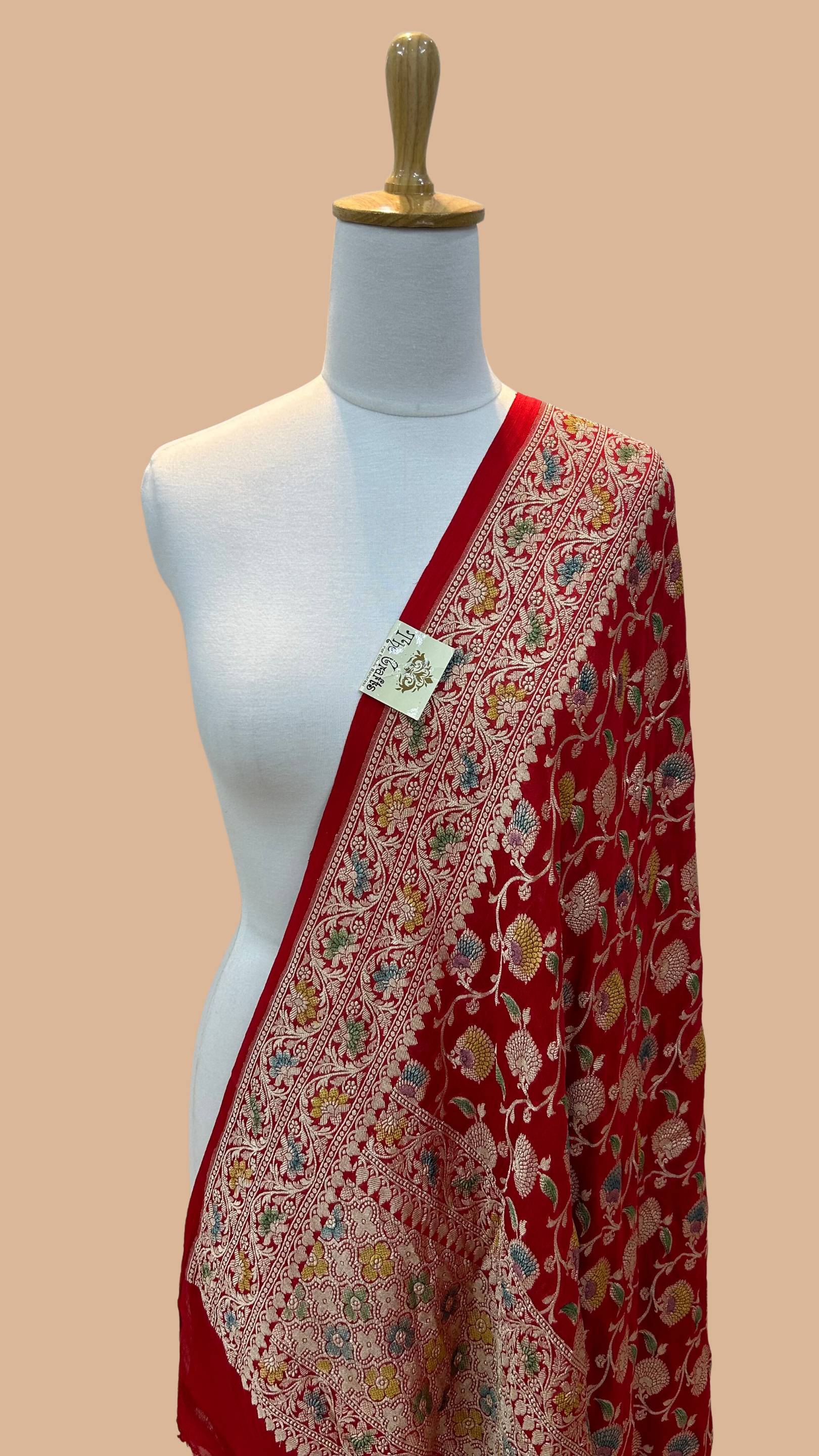 Khaddi Georgette Banarasi Dupatta - Water Zari