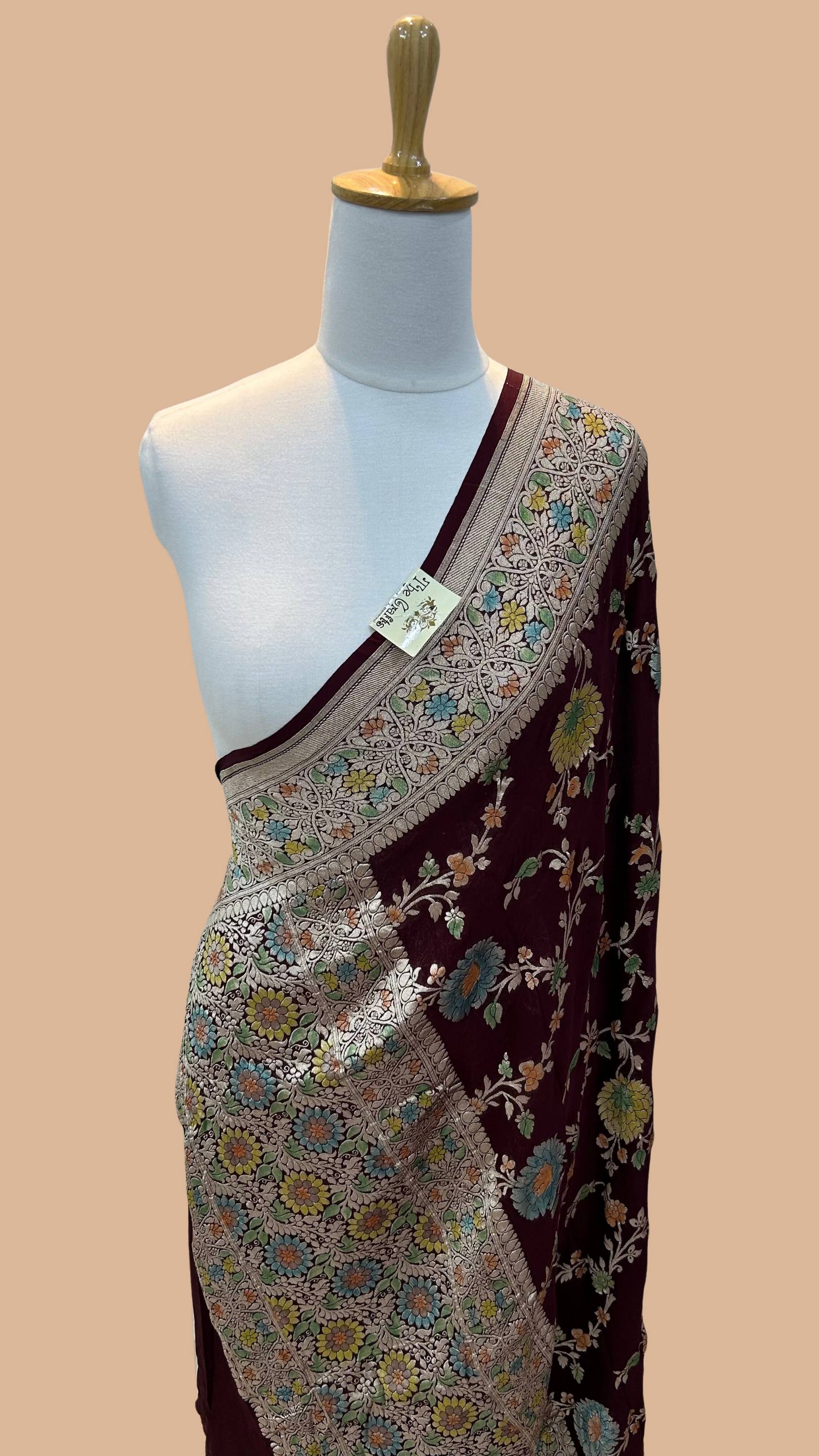 Khaddi Georgette Banarasi Dupatta - Water Zari