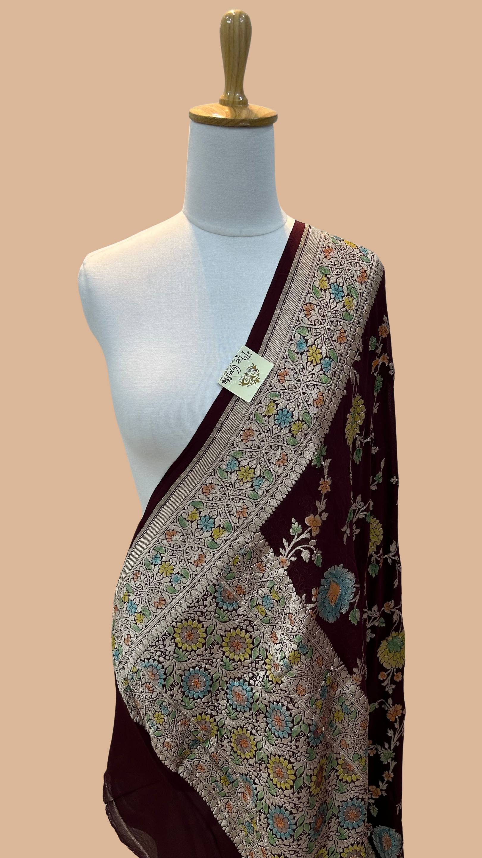 Khaddi Georgette Banarasi Dupatta - Water Zari