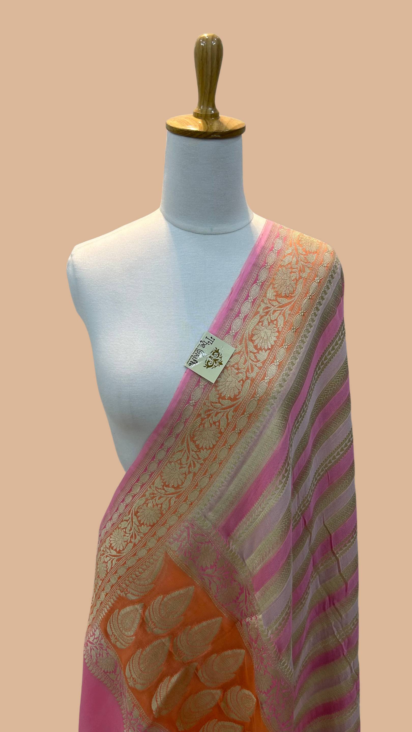 Khaddi Georgette Banarasi Dupatta - Water Zari