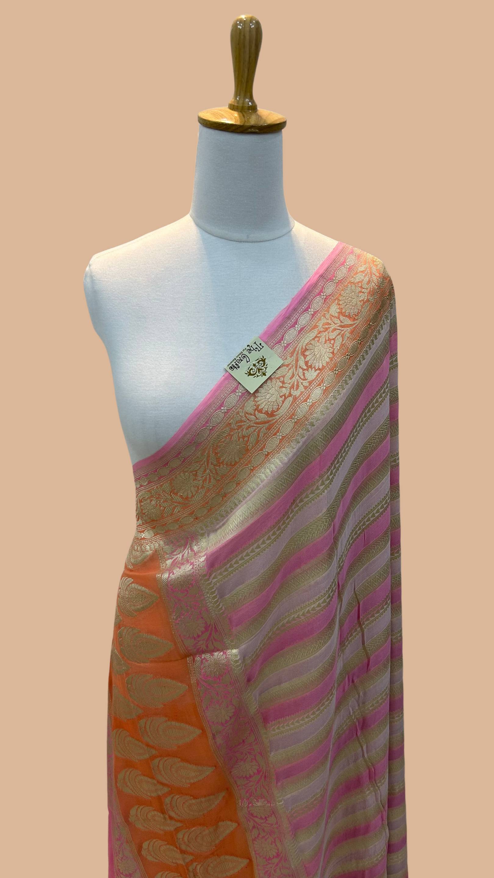 Khaddi Georgette Banarasi Dupatta - Water Zari