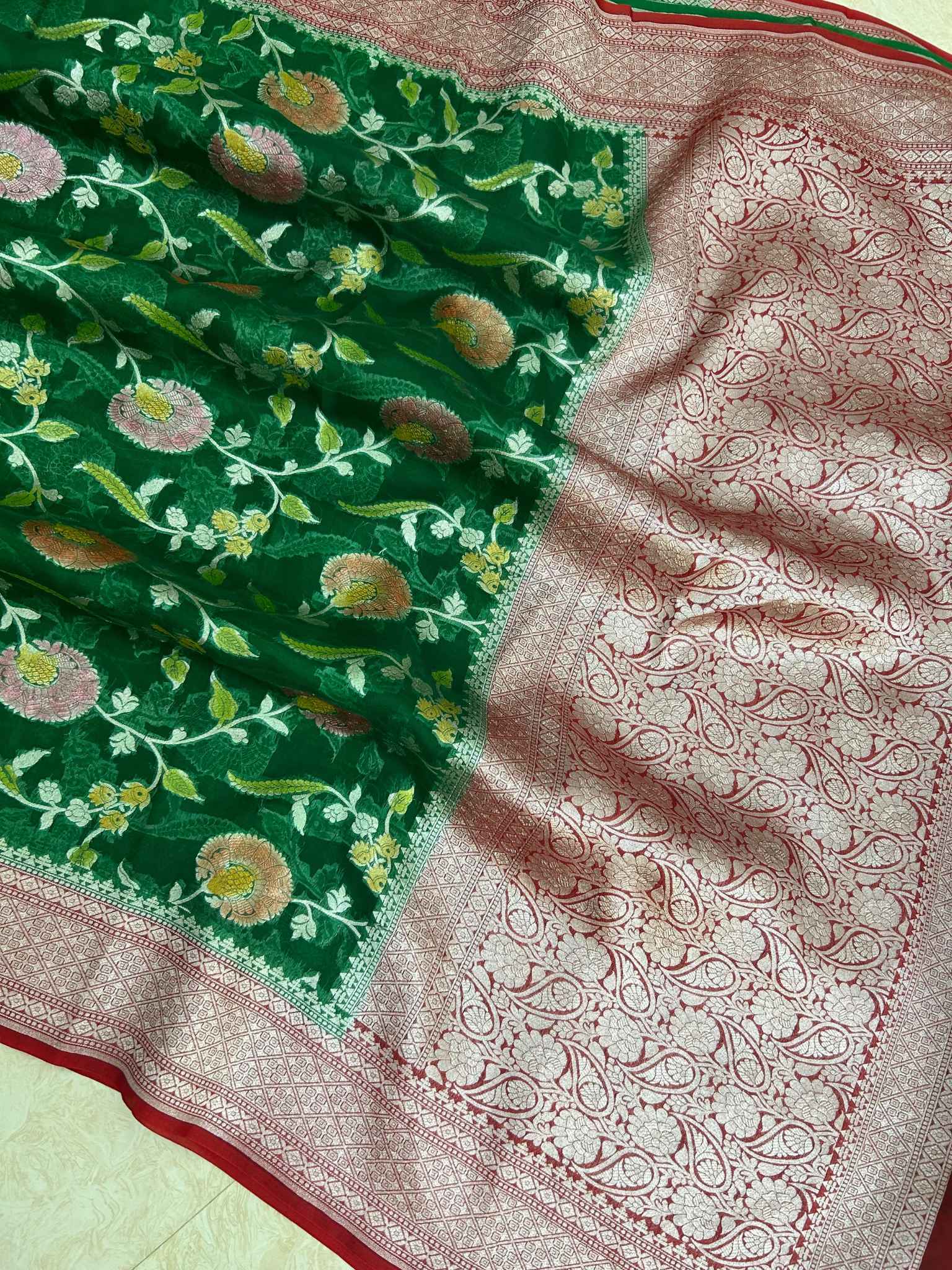 Pure Kora Silk Handloom Banarasi Saree