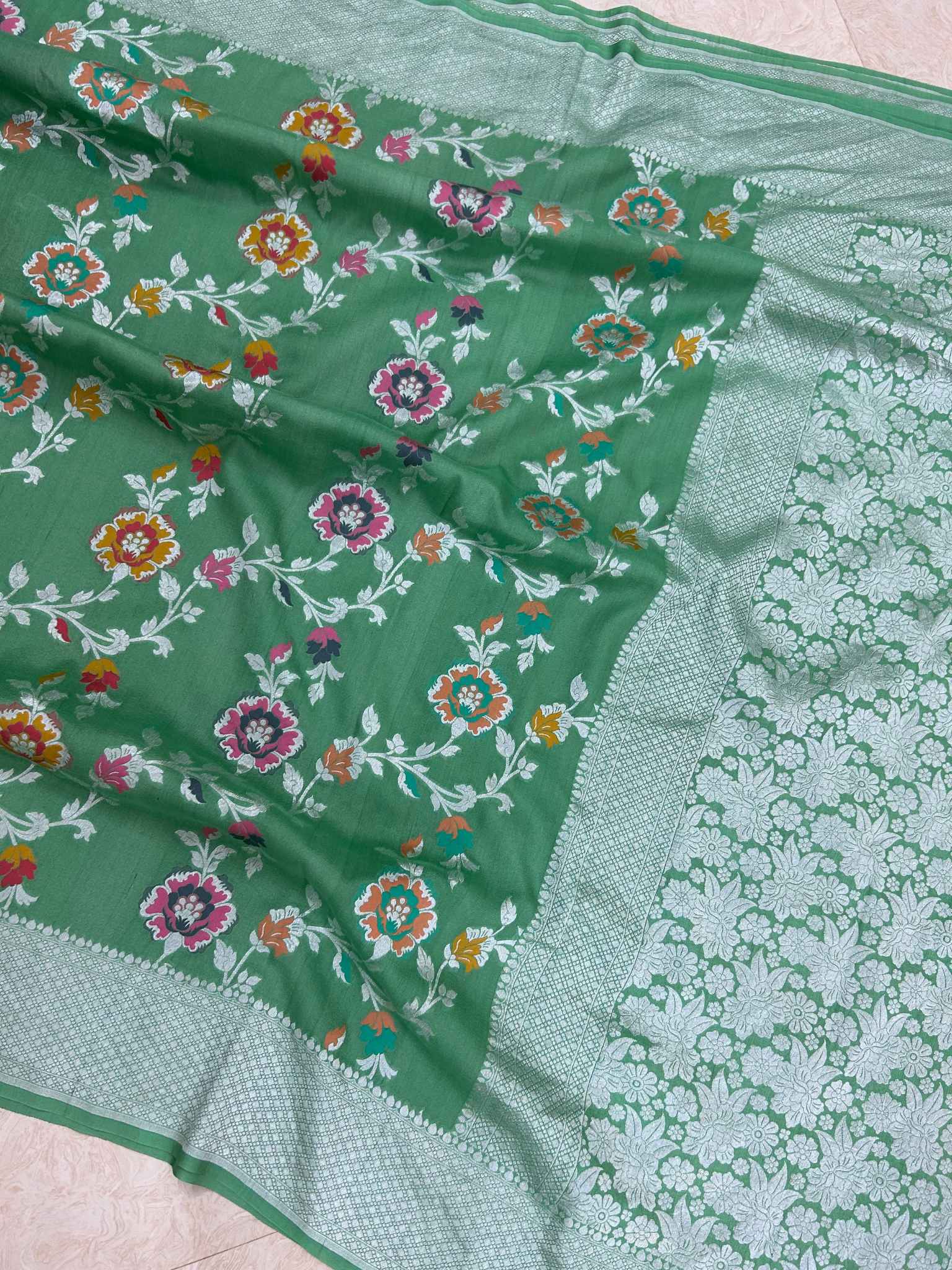 Tussar Georgette Banarasi Saree - Meenakari