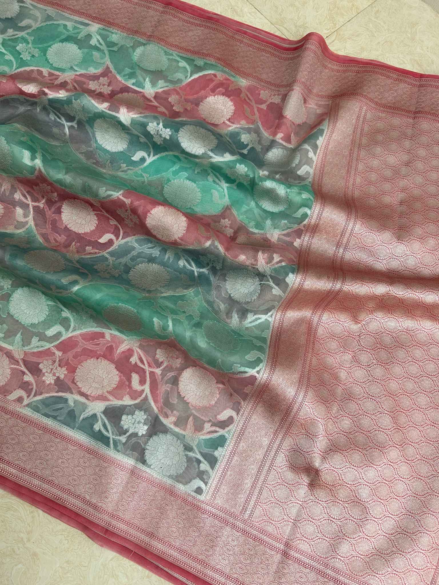 Pure Kora Silk Handloom Banarasi Saree