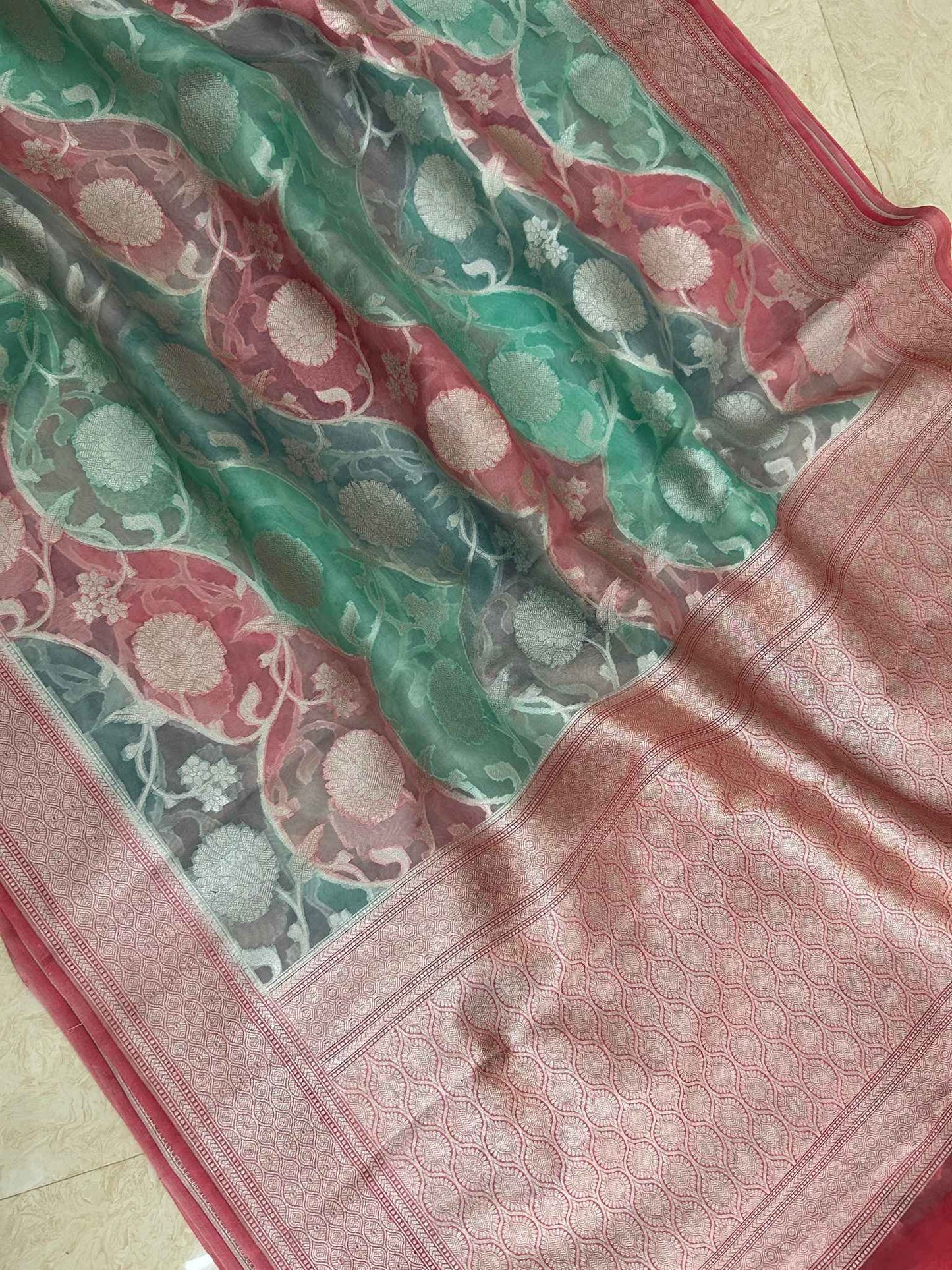 Pure Kora Silk Handloom Banarasi Saree