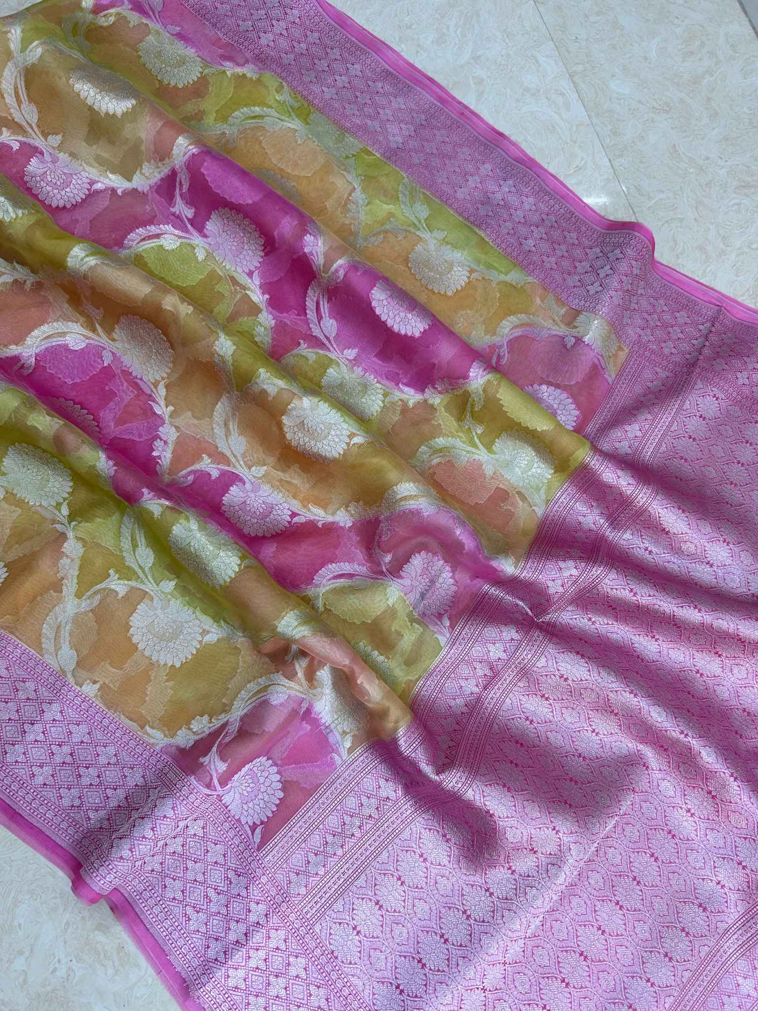 Pure Kora Silk Handloom Banarasi Saree