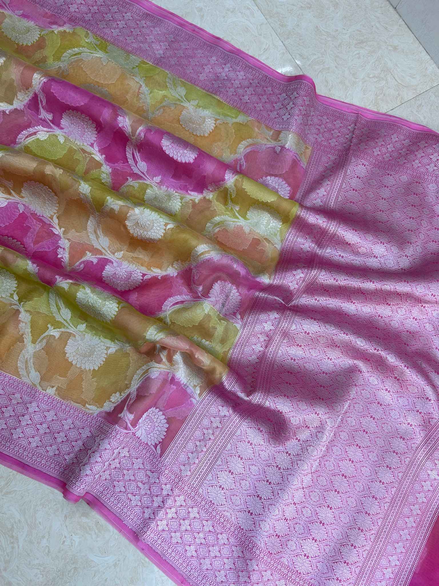 Pure Kora Silk Handloom Banarasi Saree