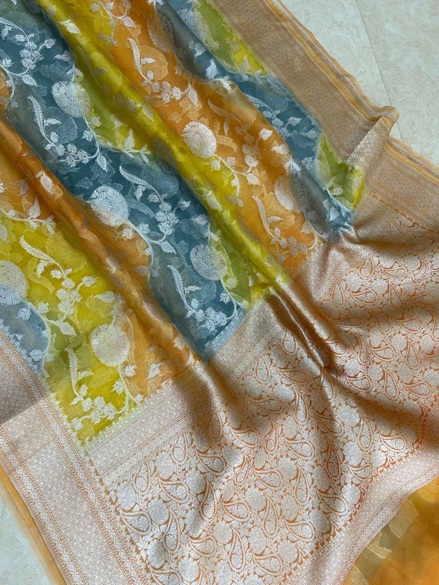 Pure Kora Silk Handloom Banarasi Saree