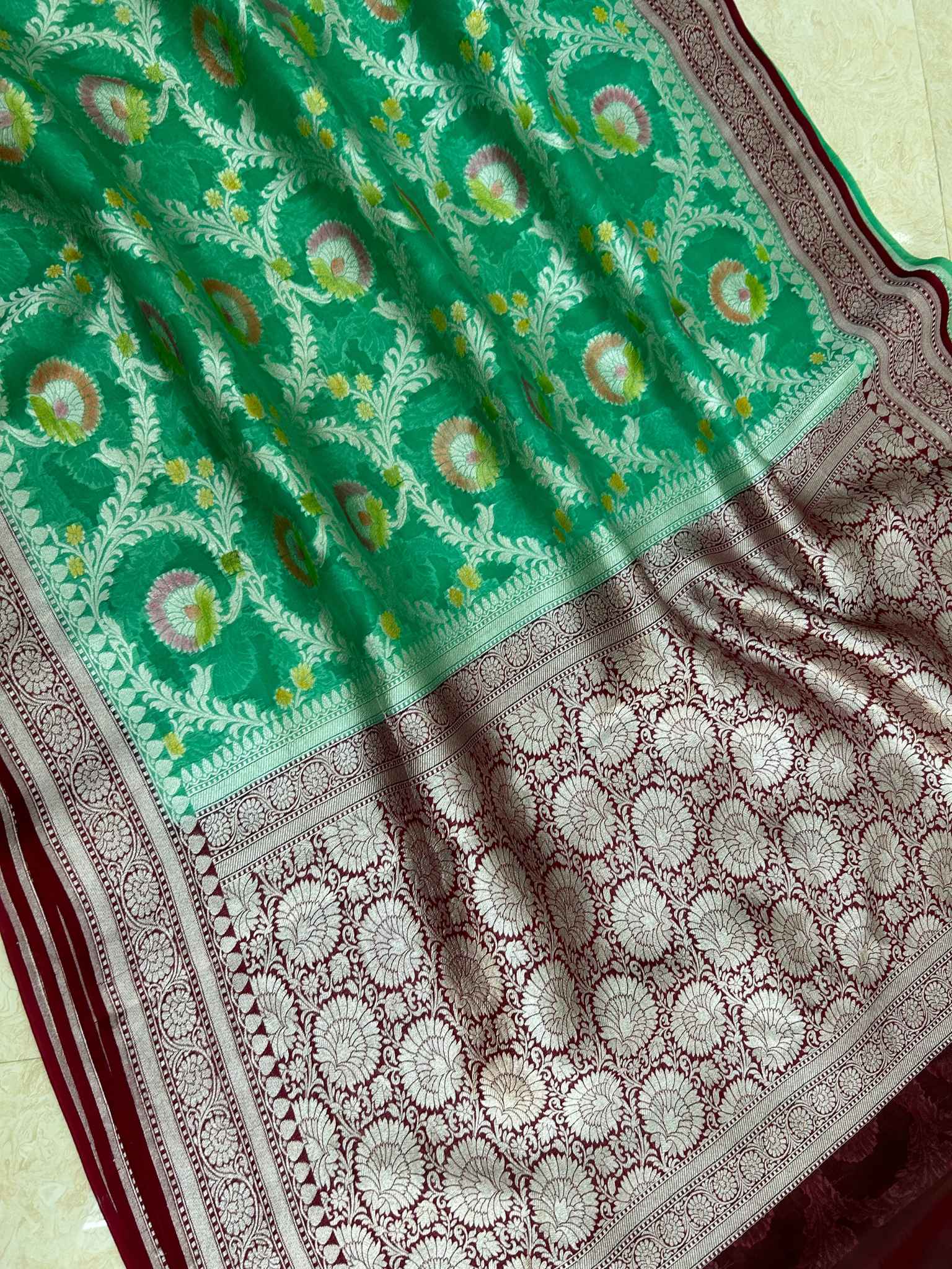 Pure Kora Silk Handloom Banarasi Saree