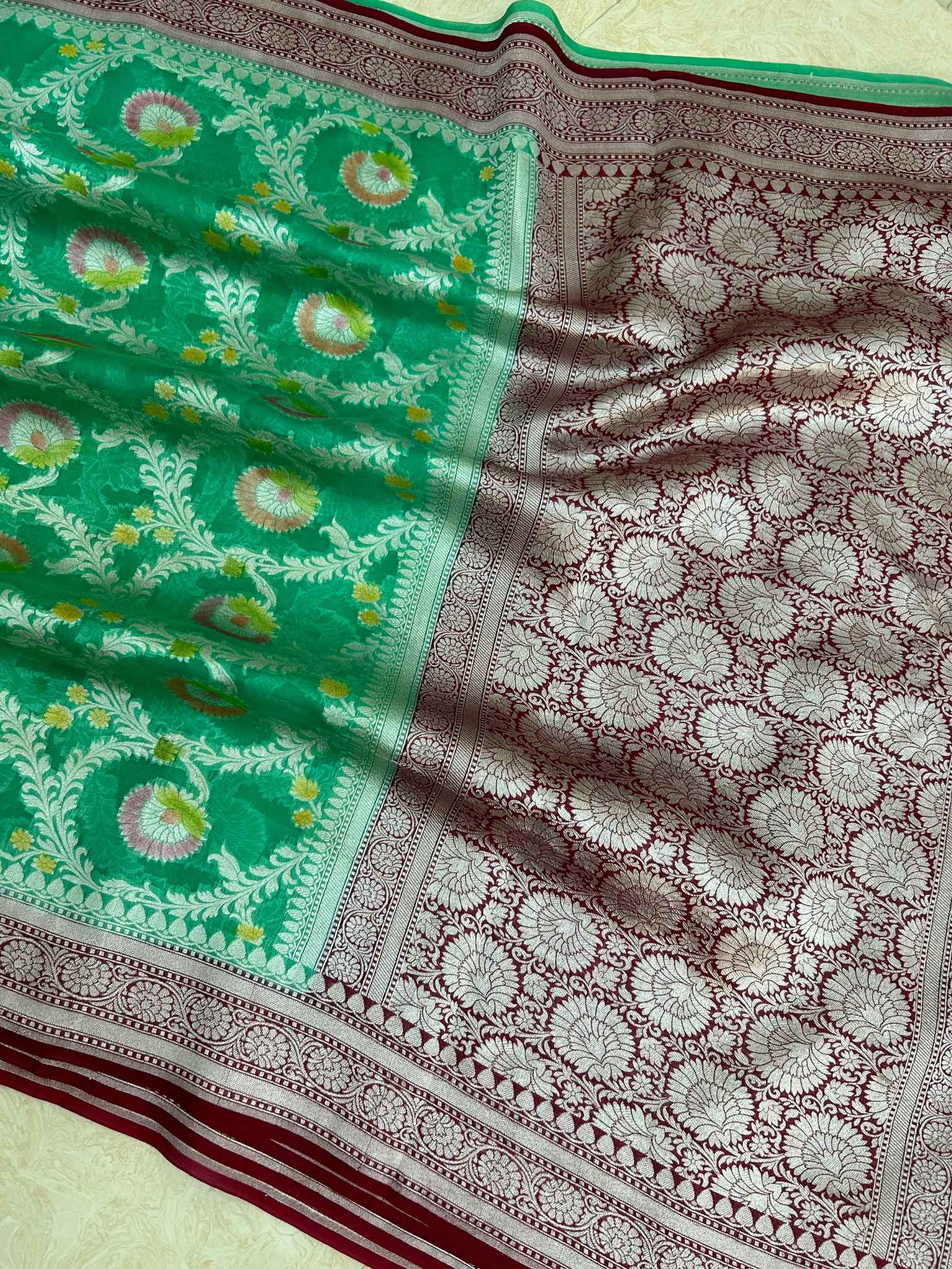 Pure Kora Silk Handloom Banarasi Saree