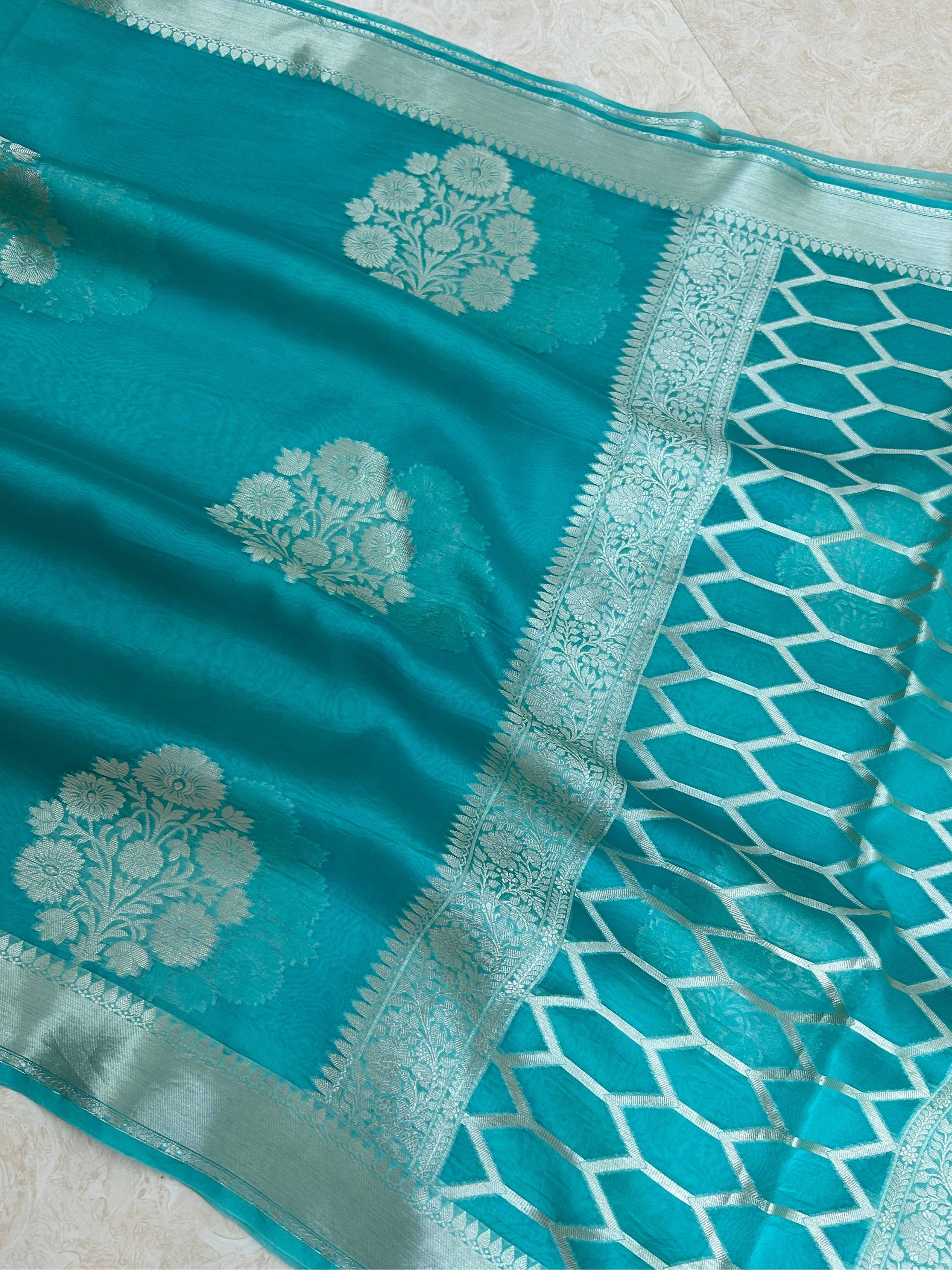 Pure Kora Silk Handloom Banarasi Saree