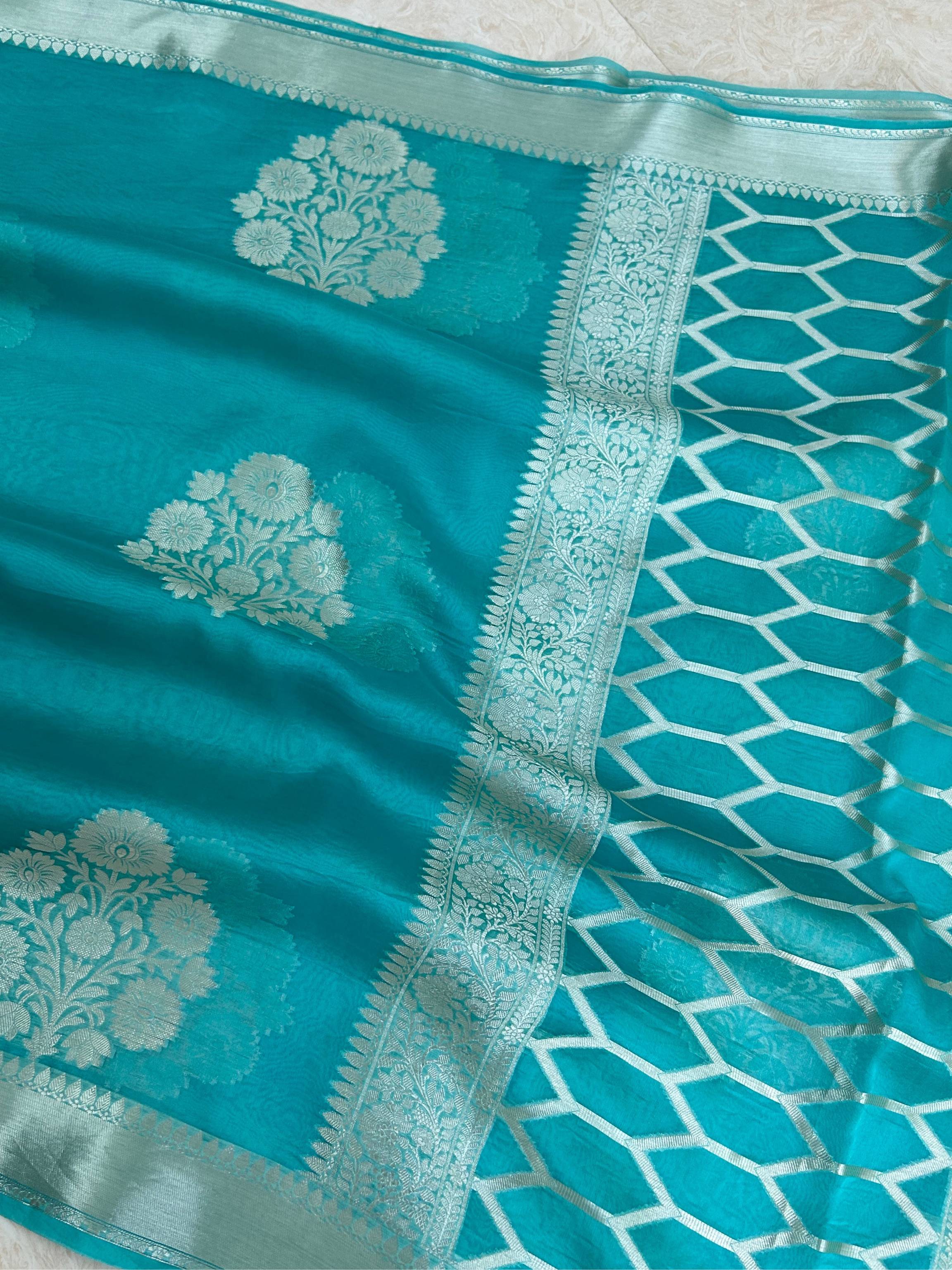 Pure Kora Silk Handloom Banarasi Saree