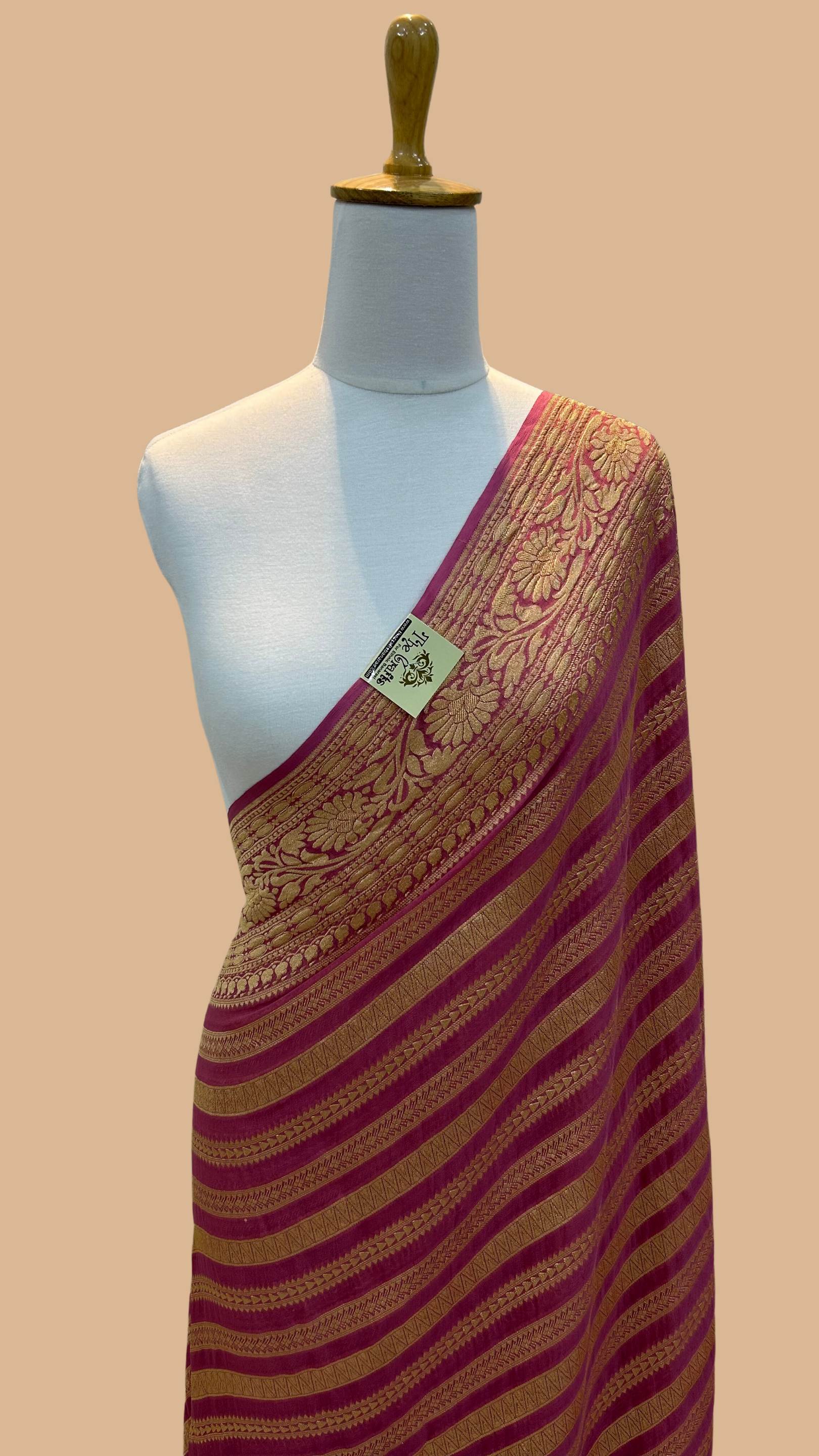 Khaddi Georgette Banarasi Saree - Gold Zari