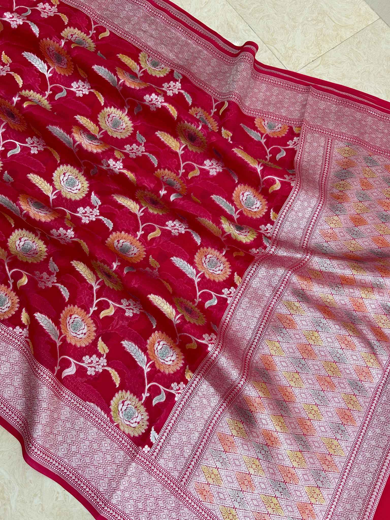 Pure Kora Silk Handloom Banarasi Saree