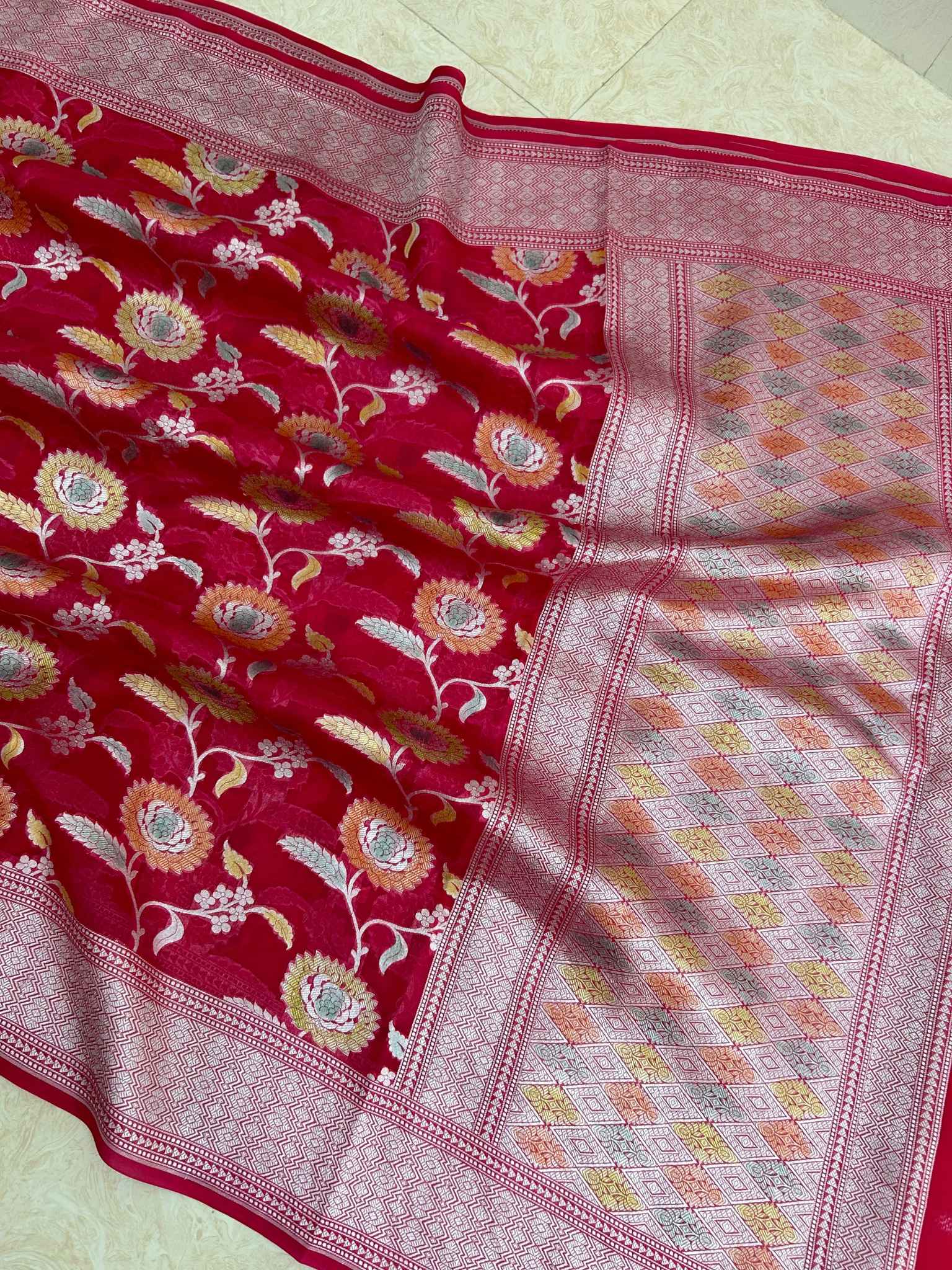 Pure Kora Silk Handloom Banarasi Saree