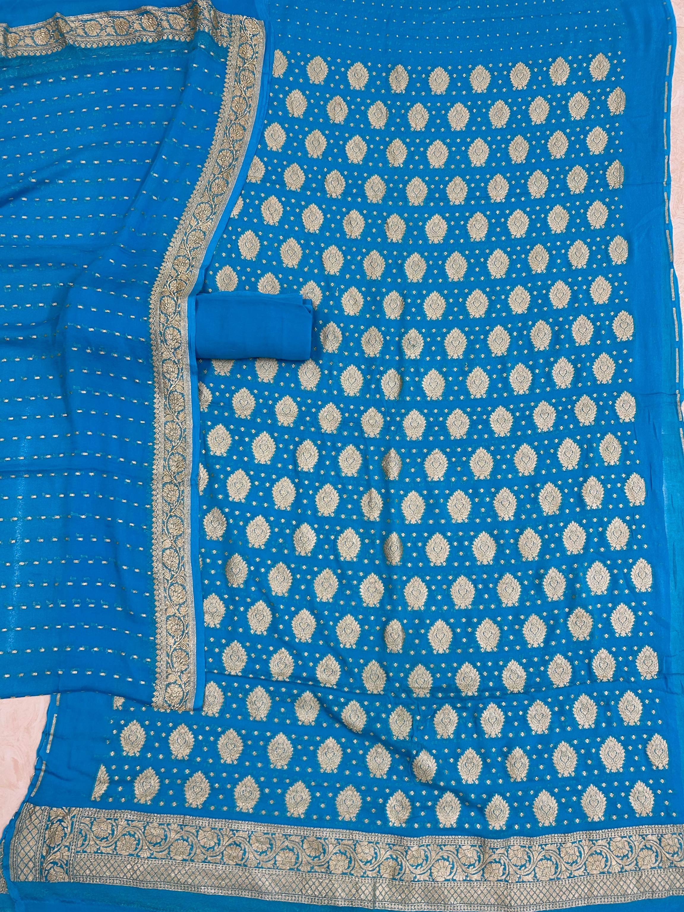 Khaddi Georgette Banarasi Dress Material