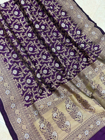 Pure Katan Silk Handloom Banarasi Saree - All over sona roopa Jaal work