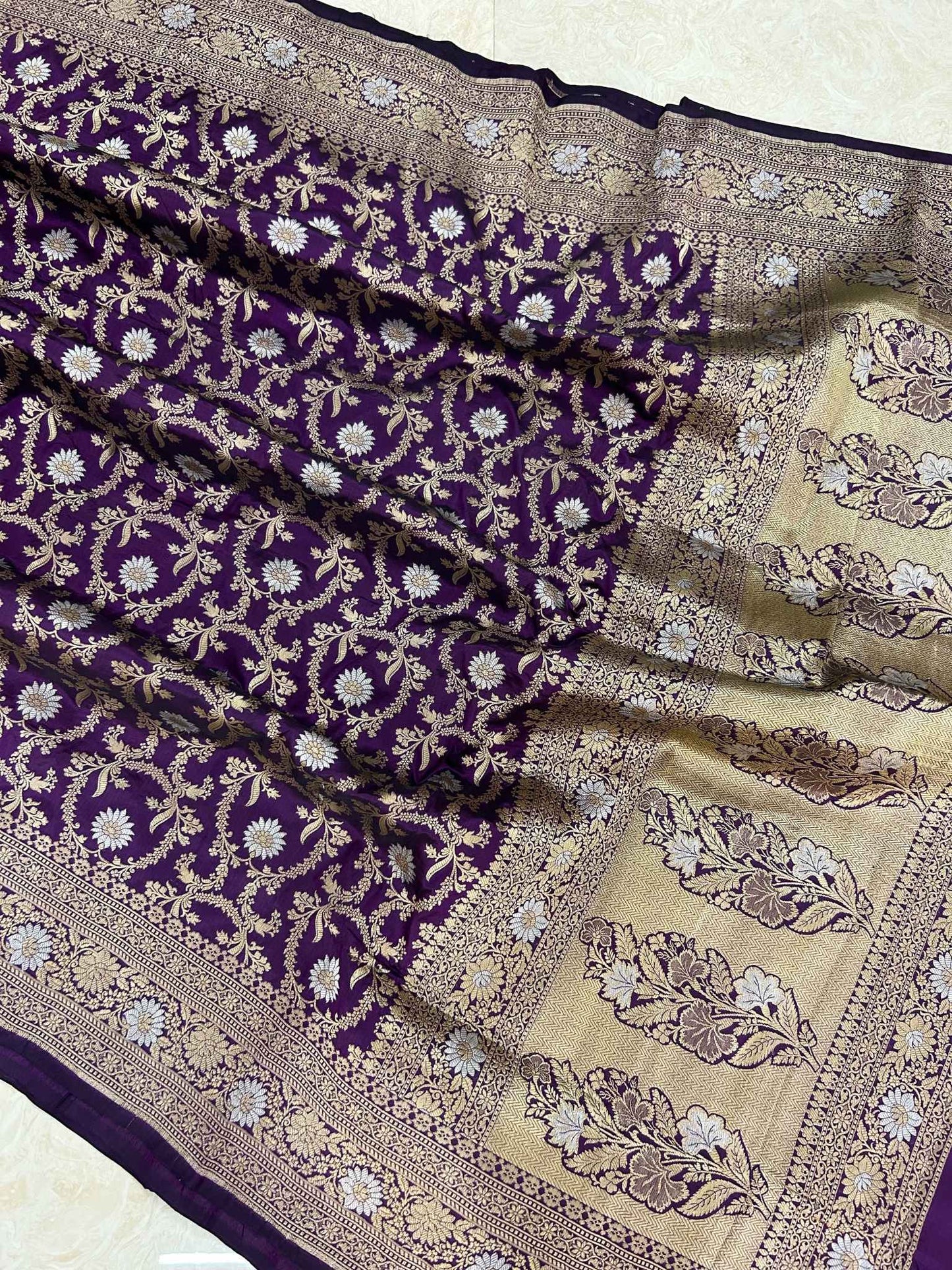 Pure Katan Silk Handloom Banarasi Saree - All over sona roopa Jaal work