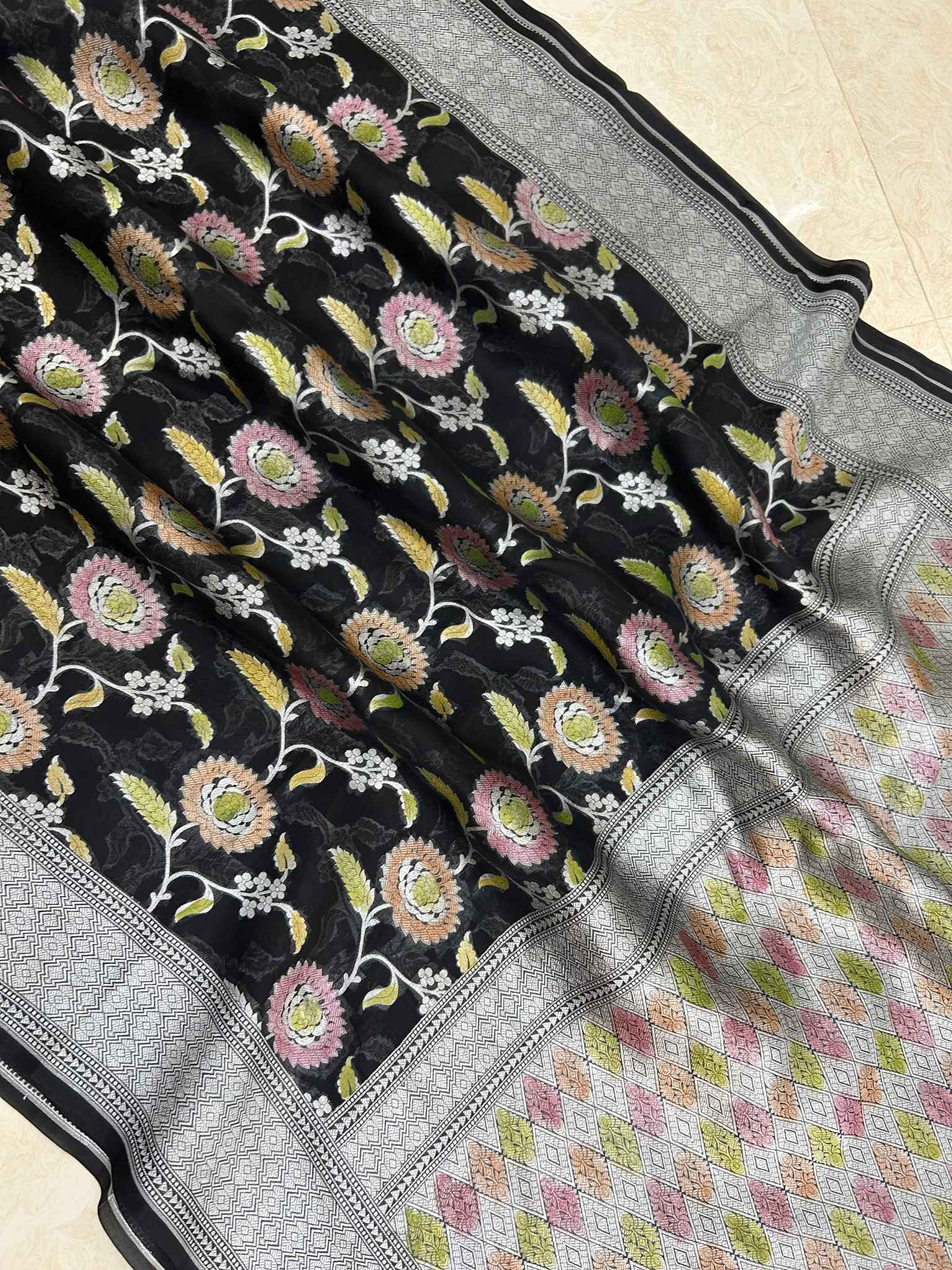 Pure Kora Silk Handloom Banarasi Saree