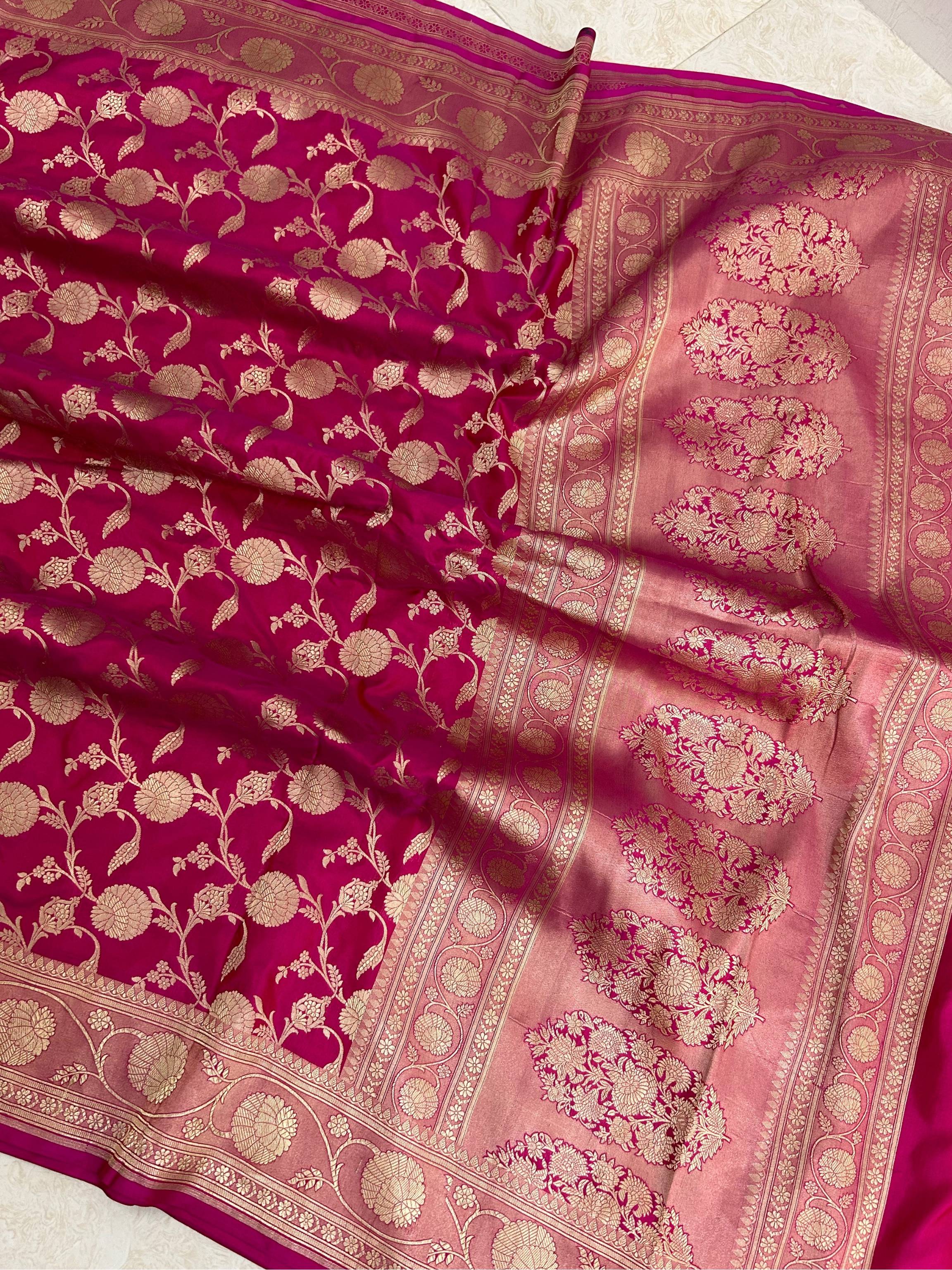 Pure Katan Silk Handloom Banarasi Saree - Jaal work