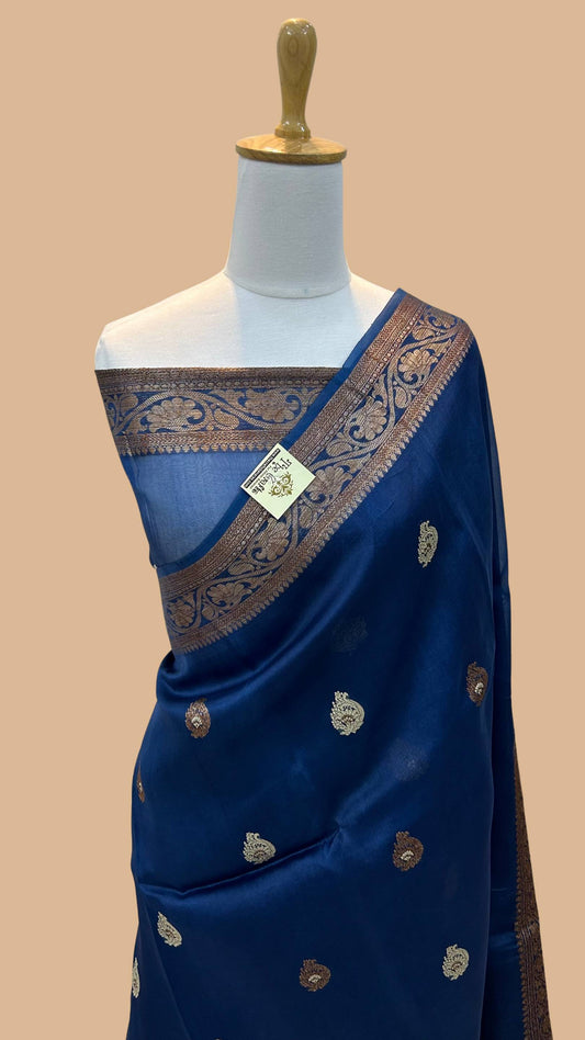 Pure Kora Silk Handloom Banarasi Saree - Alfi Kadhua motifs