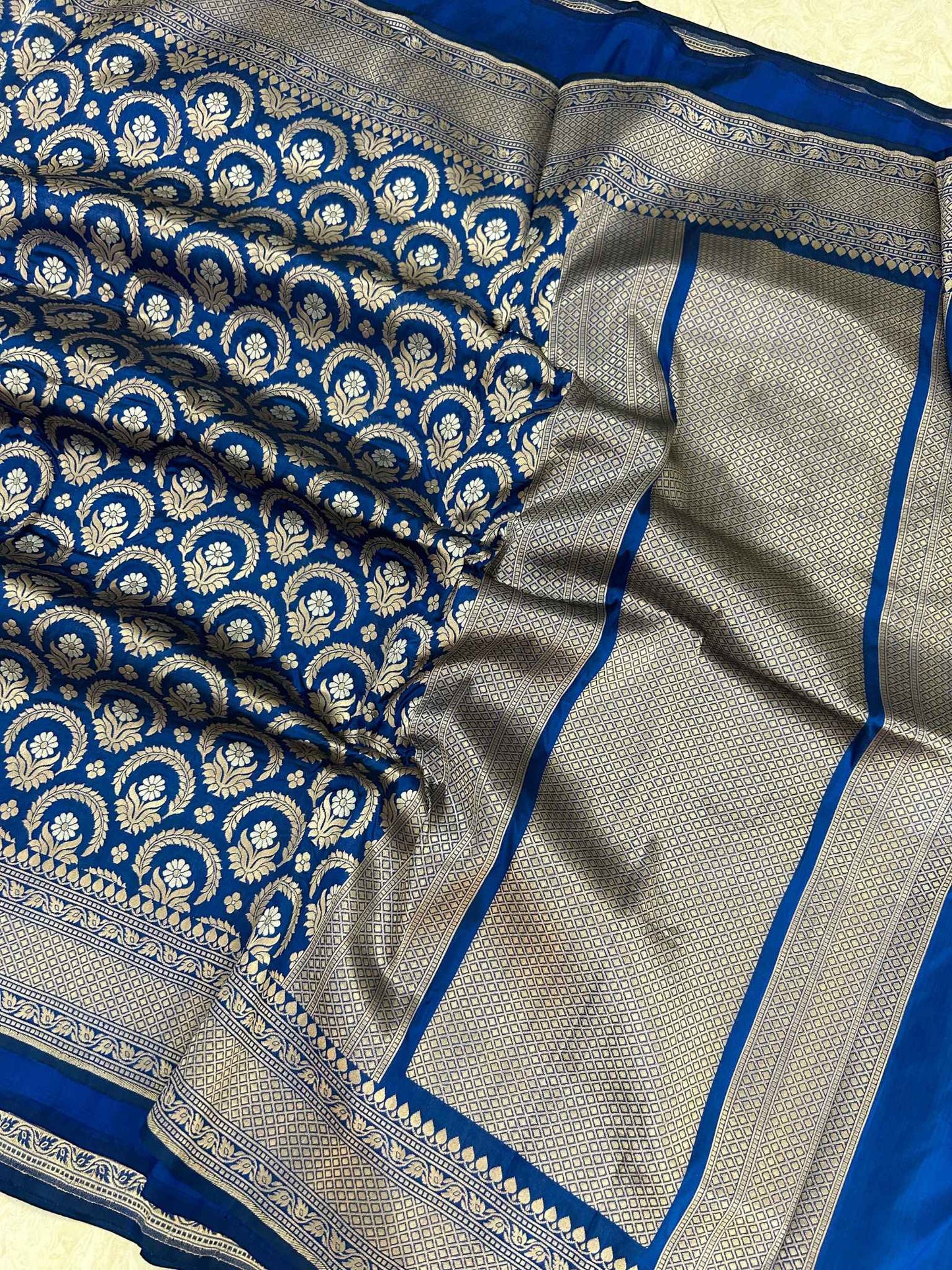 Pure Katan Silk Handloom Banarasi Saree - All over Sona roopa Jaal work