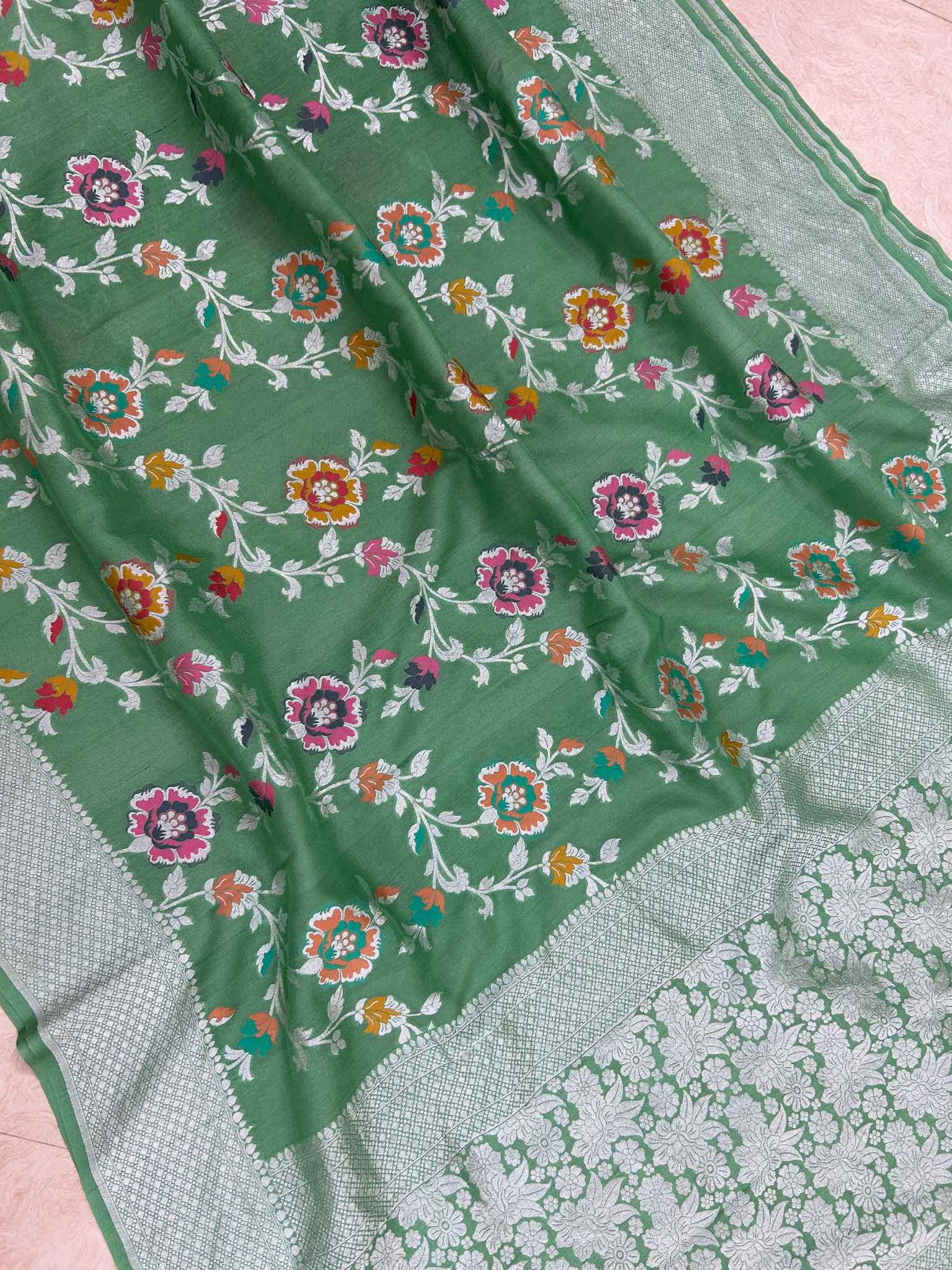 Tussar Georgette Banarasi Saree - Meenakari