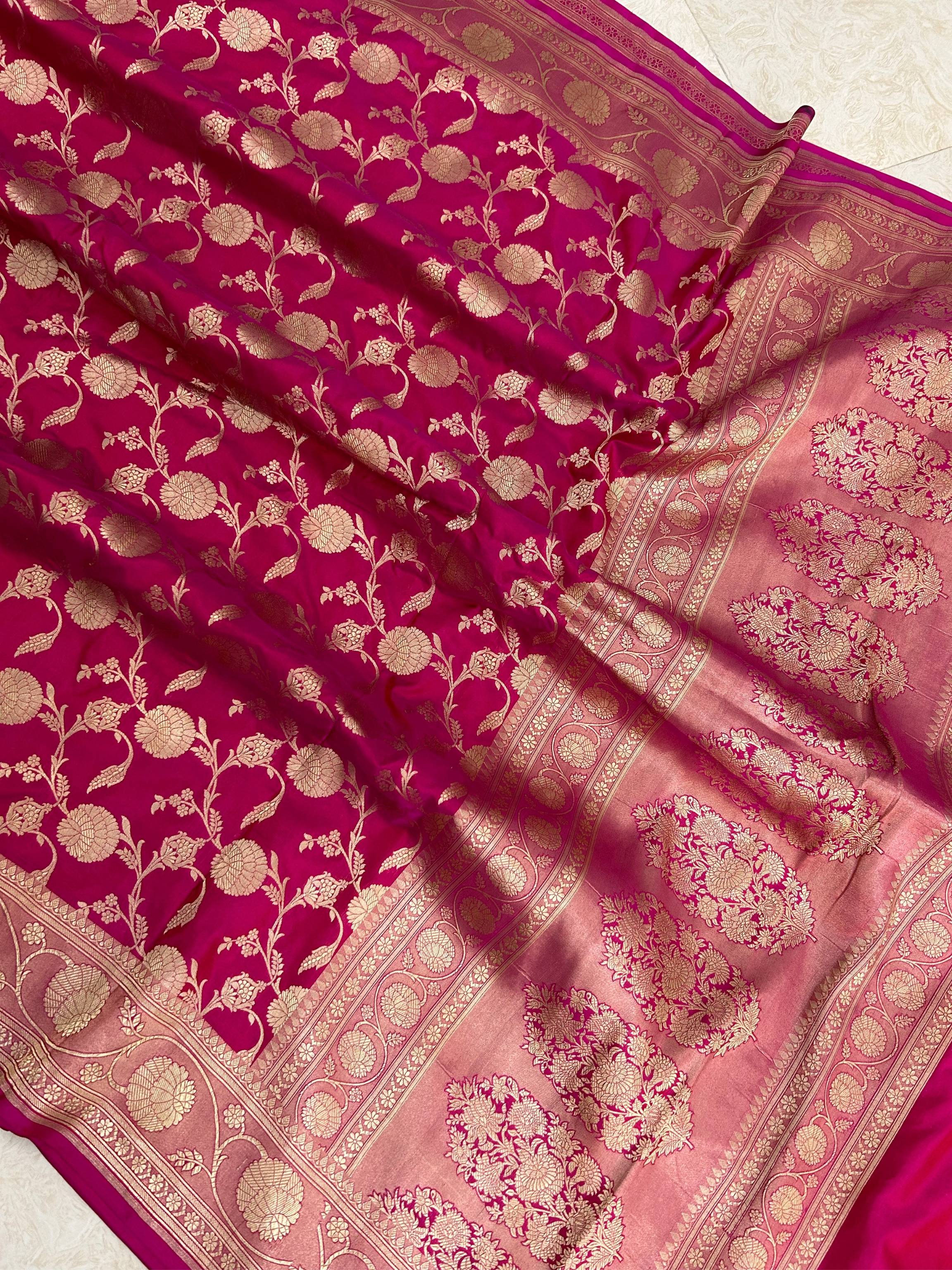 Pure Katan Silk Handloom Banarasi Saree - Jaal work