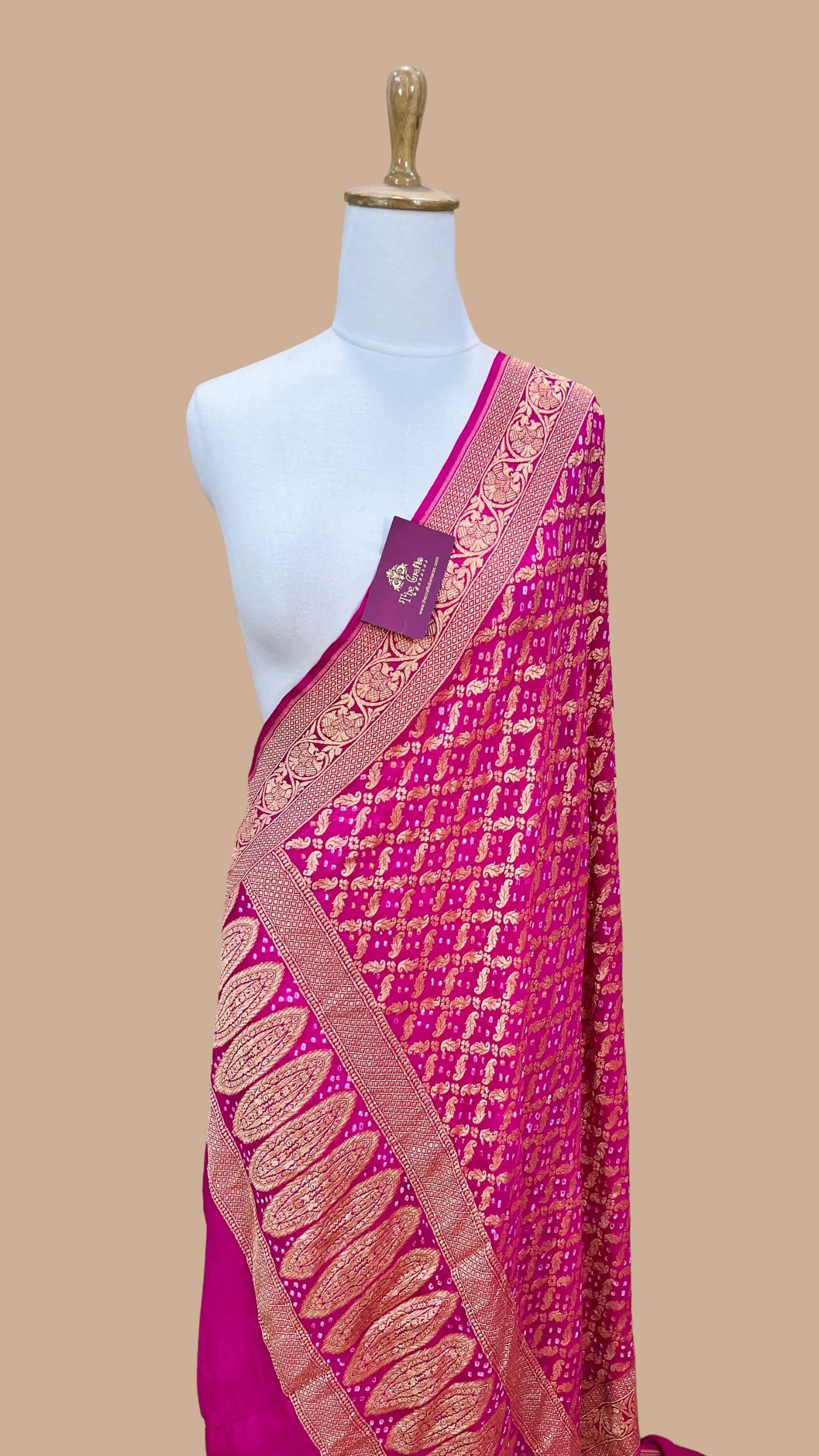 Khaddi Georgette Banarasi Handloom Bandhej Dupatta