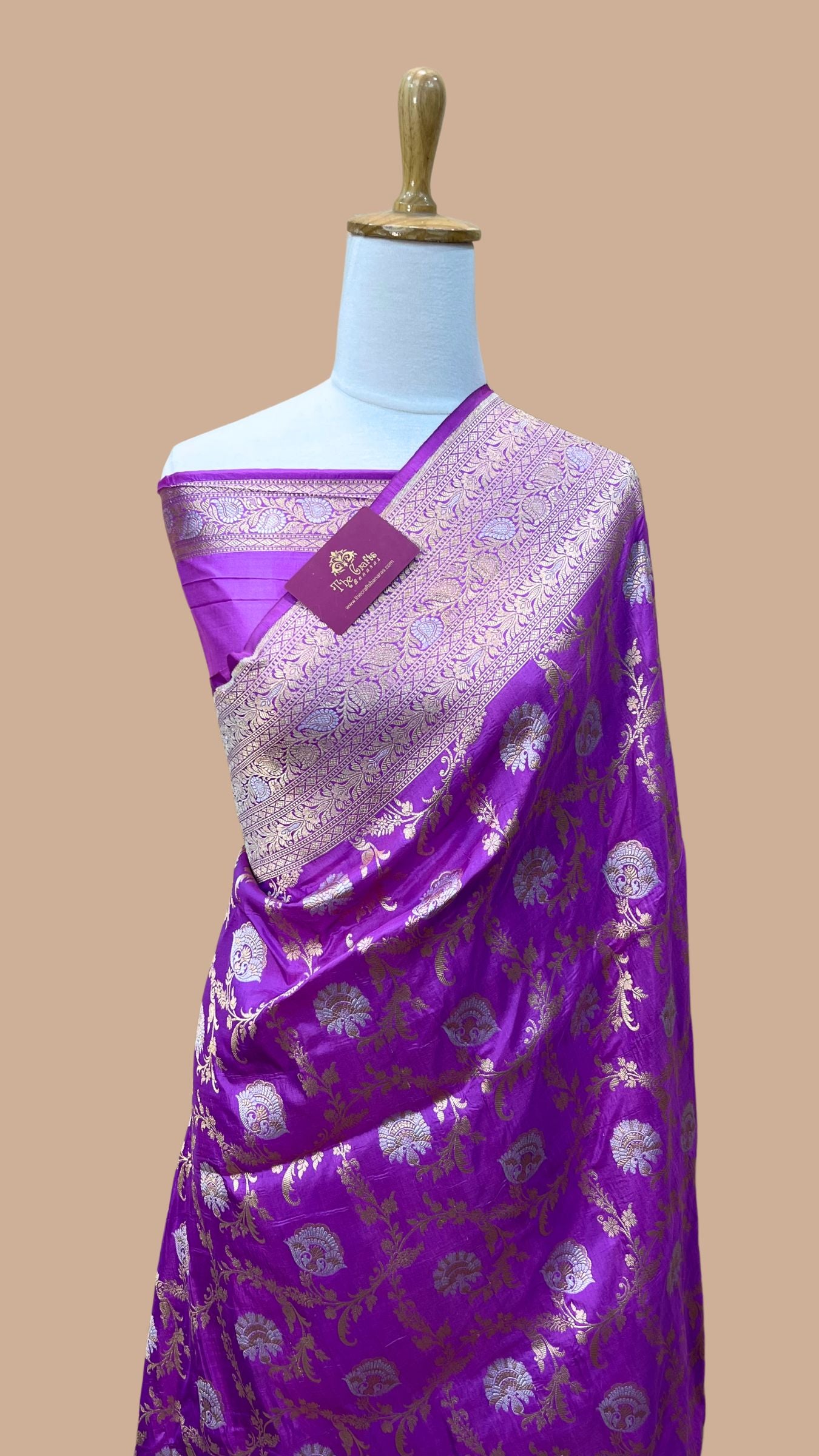 Pure Katan Silk Handloom Banarasi Saree - All over Sona Roopa Jaal work