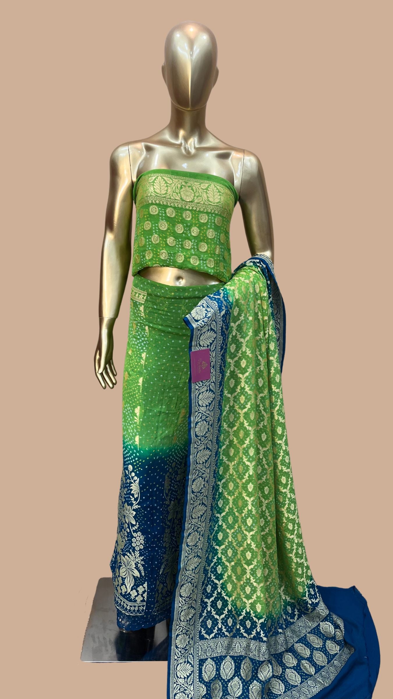 Pure Khaddi Georgette Handloom Banarasi Lehenga - Bandhej