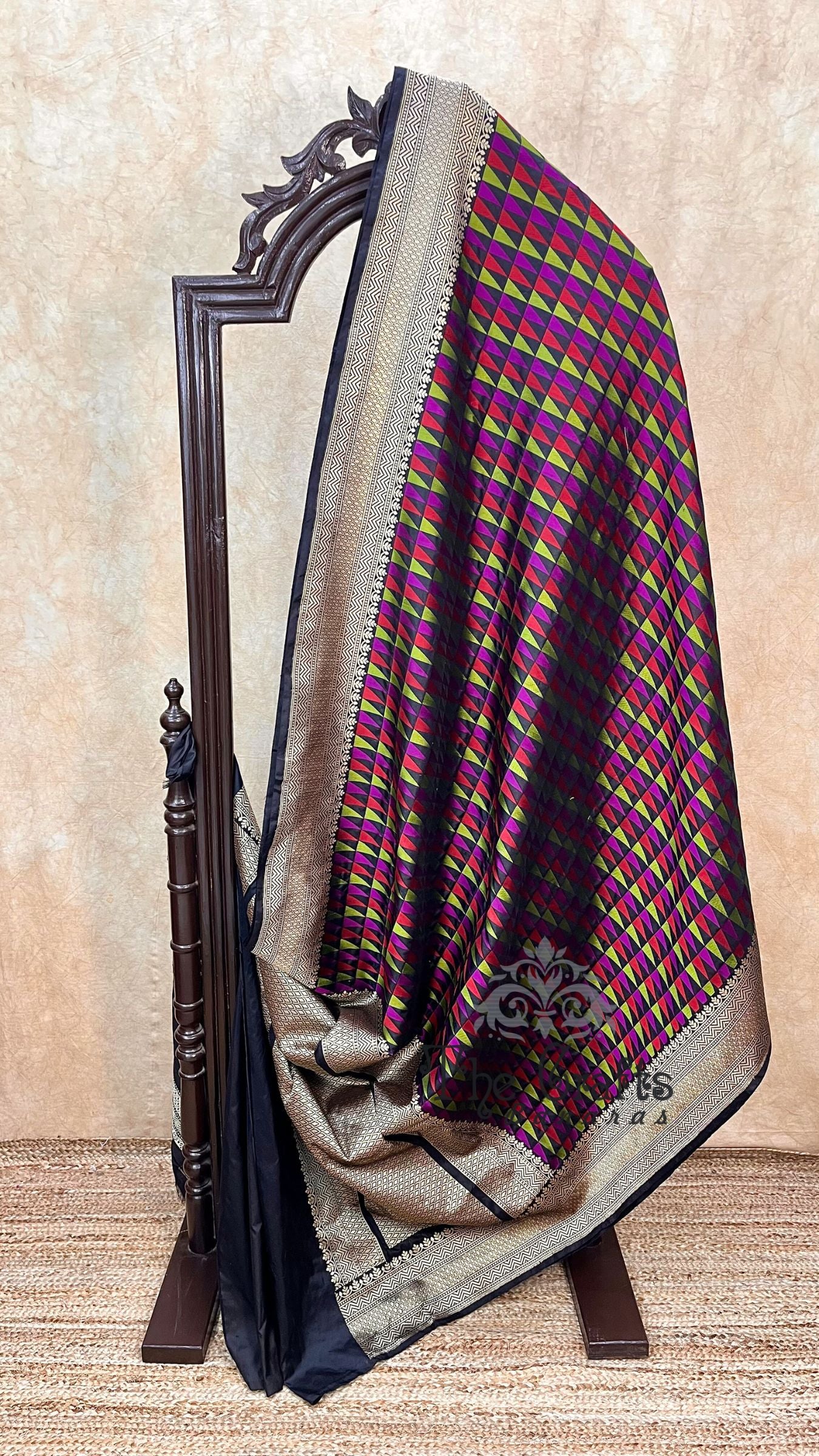 Multi Color Pure Katan Silk Handloom Banarasi Saree - with kadhua work