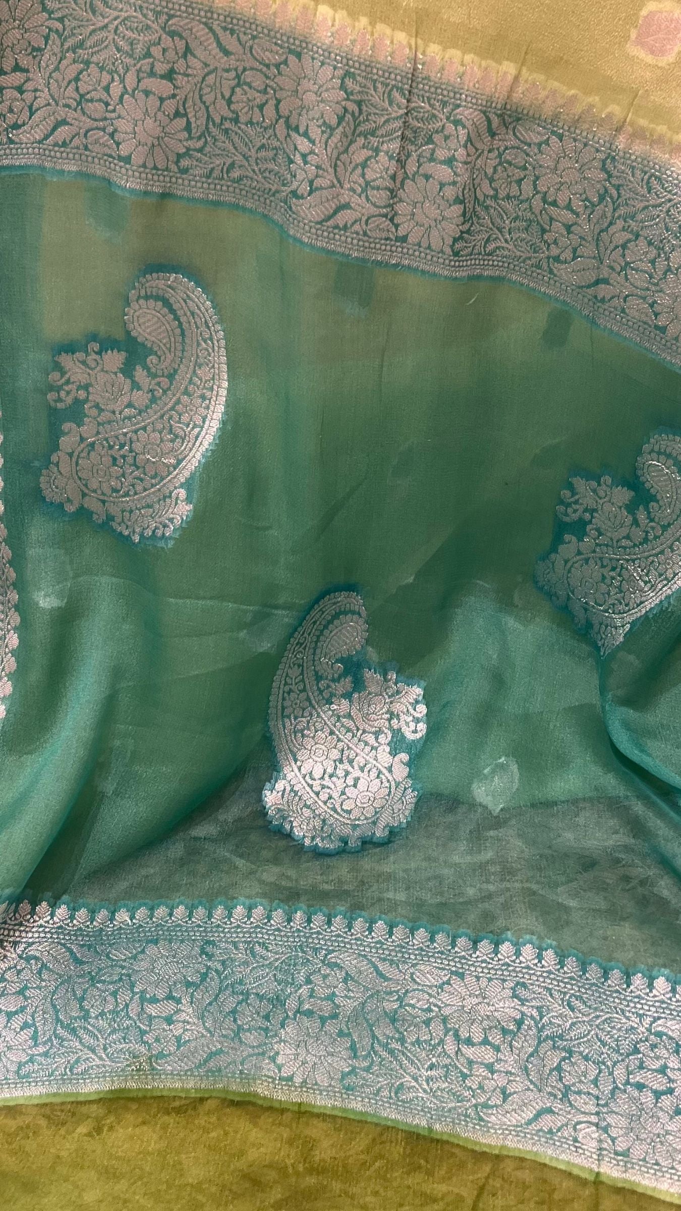 Pure Khaddi Chiffon Banarasi Saree - Multicolored