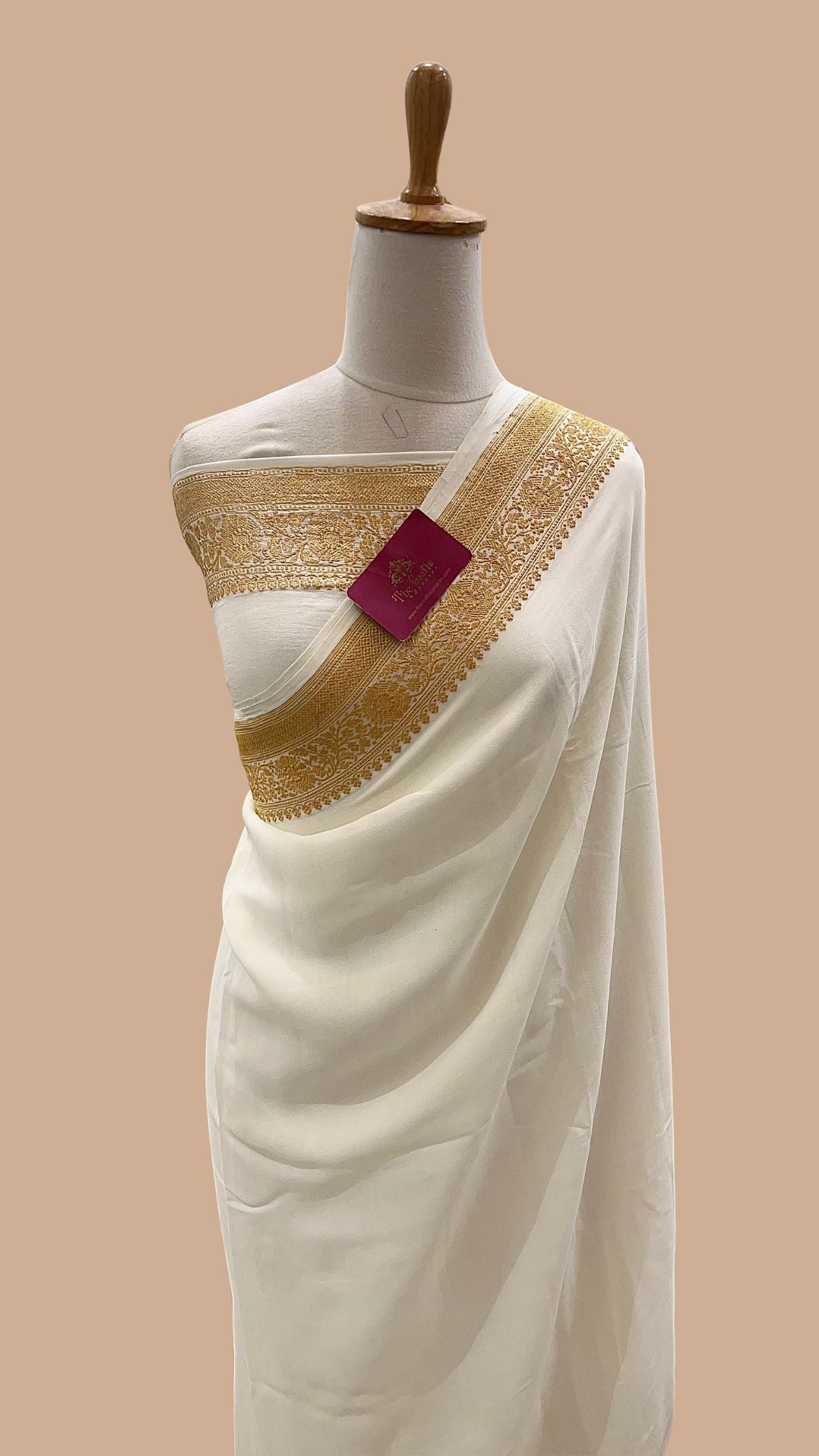 Pure Georgette Crepe Handloom Banarasi Saree