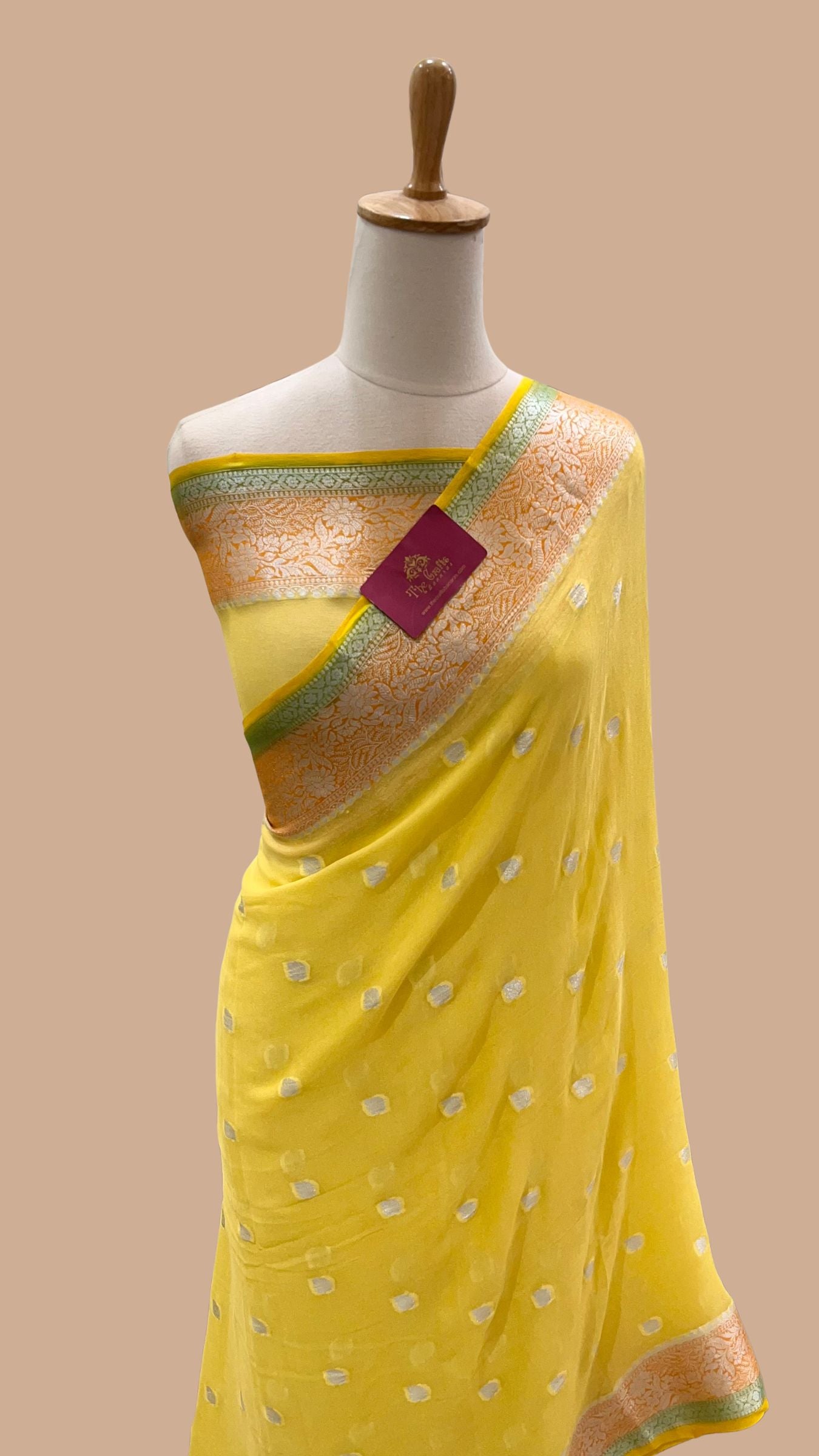 Pure Khaddi Chiffon Banarasi Saree - Multicolored
