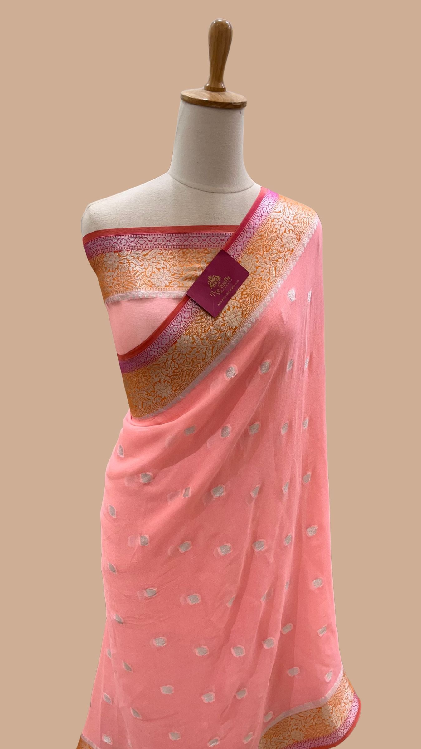 Pure Khaddi Chiffon Banarasi Saree - Multicolored