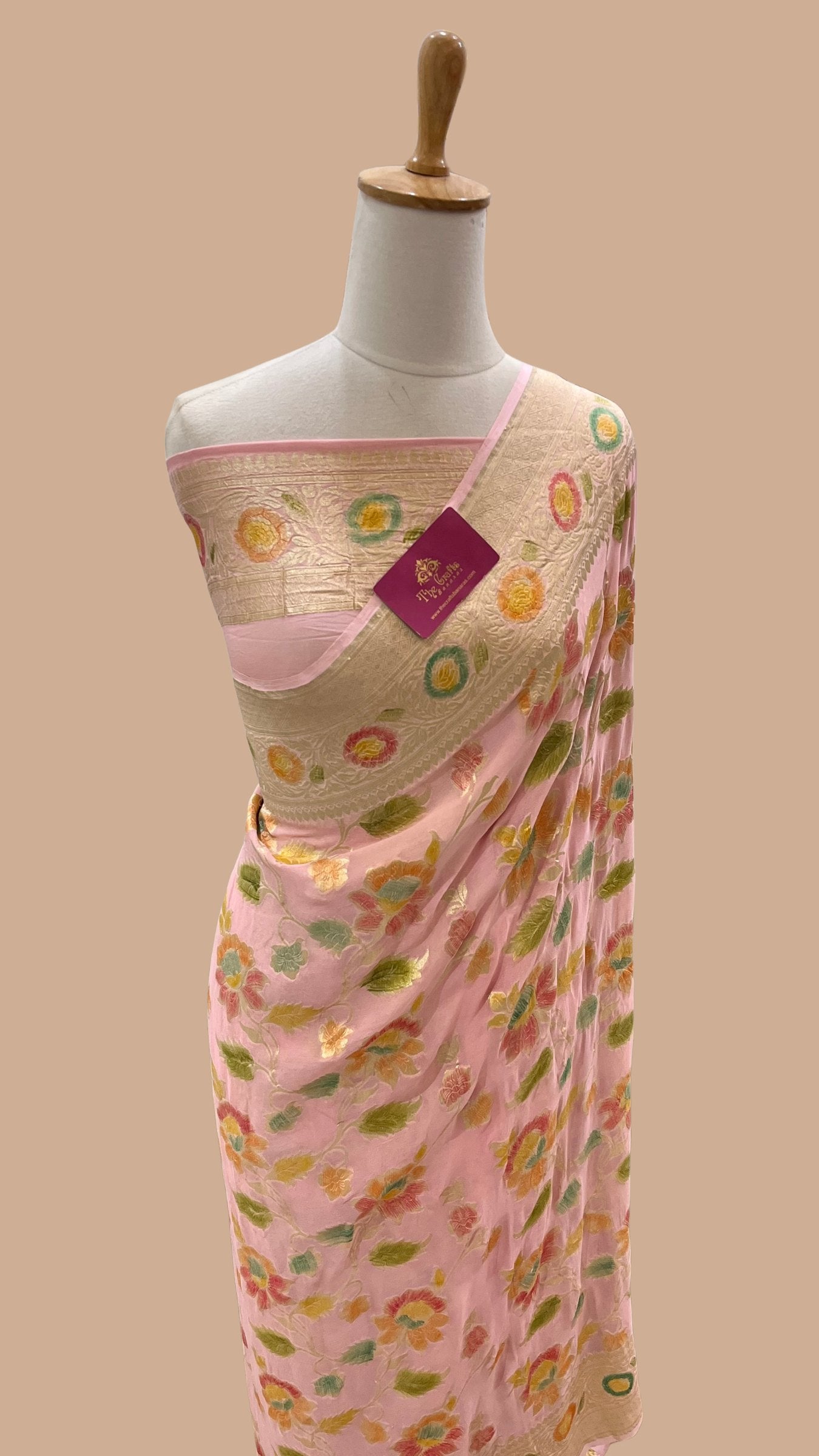 Khaddi Georgette Handloom Banarasi Saree