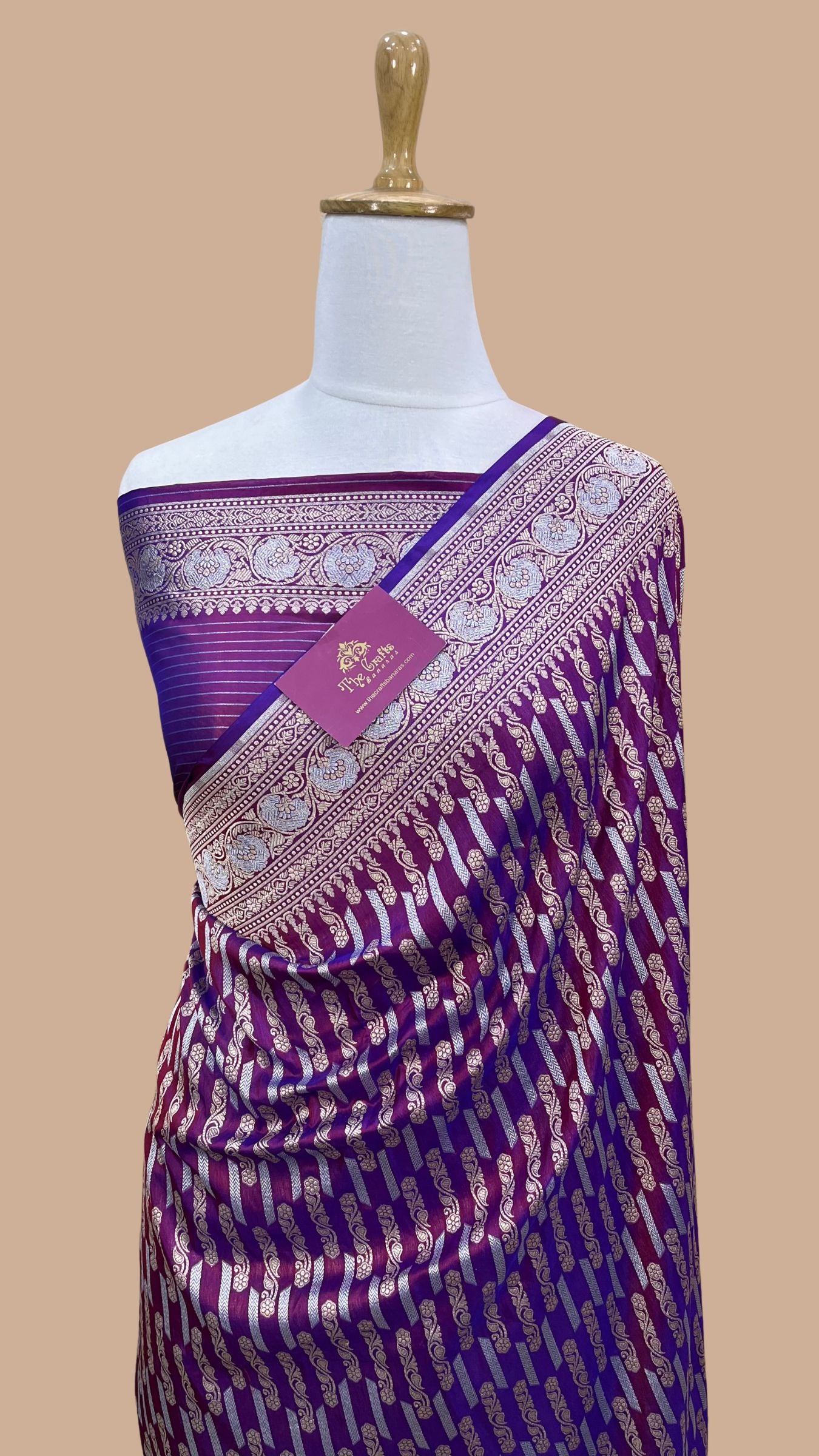 Pure Katan Silk Handloom Banarasi Saree - All over Sona Roopa Jaal work