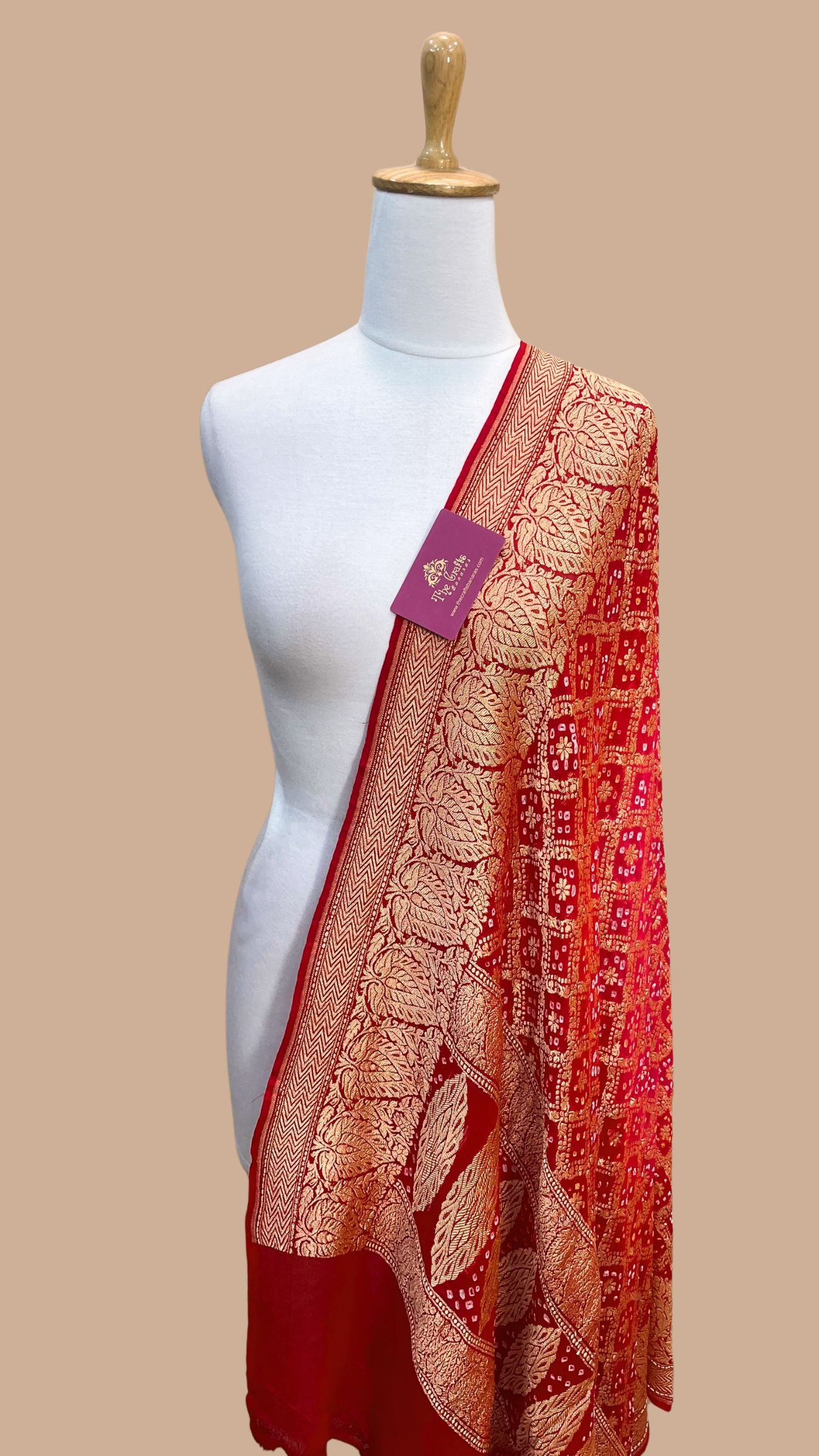 Khaddi Georgette Banarasi Handloom Bandhej Dupatta